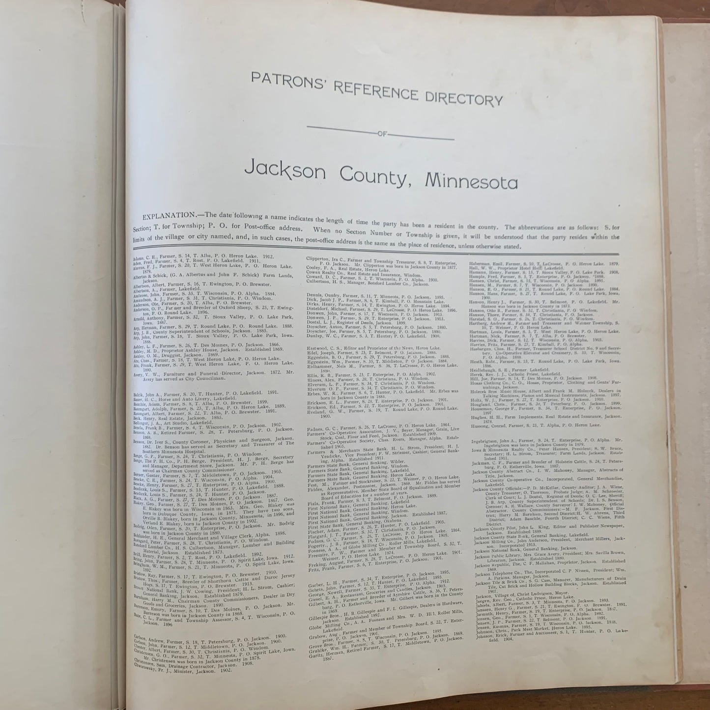 Standard Atlas of Jackson County Minnesota, 1914