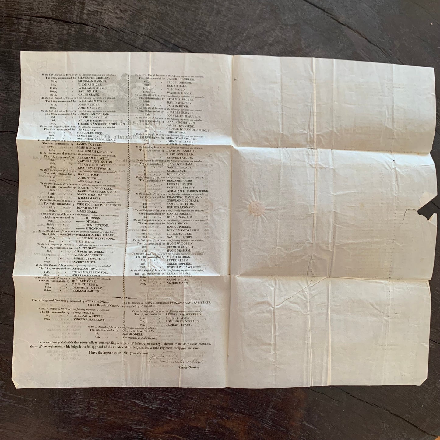 War of 1812 Circular Letter signed by William Paulding Jr, future New York Mayor