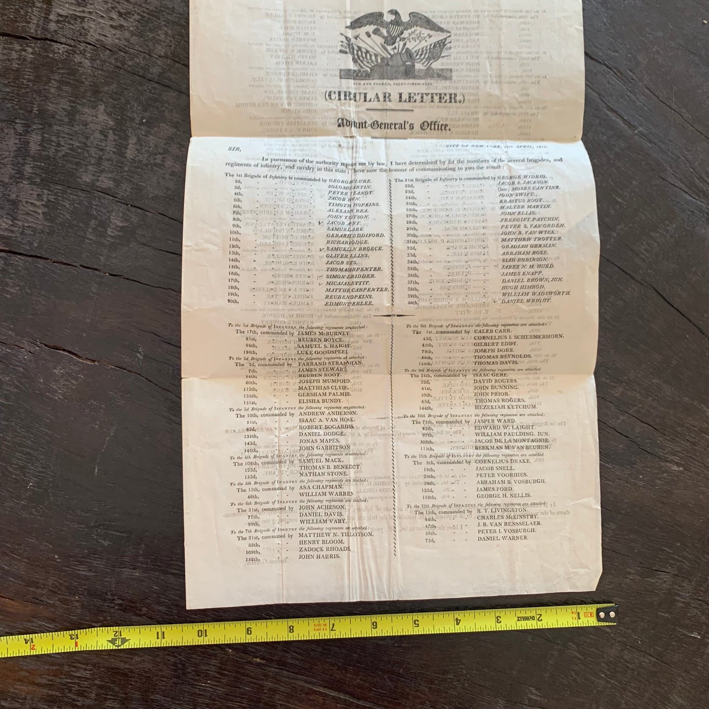 War of 1812 Circular Letter signed by William Paulding Jr, future New York Mayor