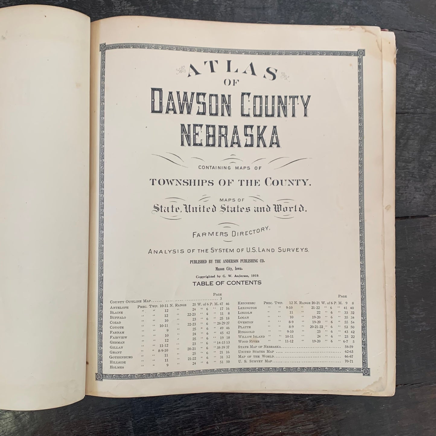 1919 Atlas of Dawson County Nebraska