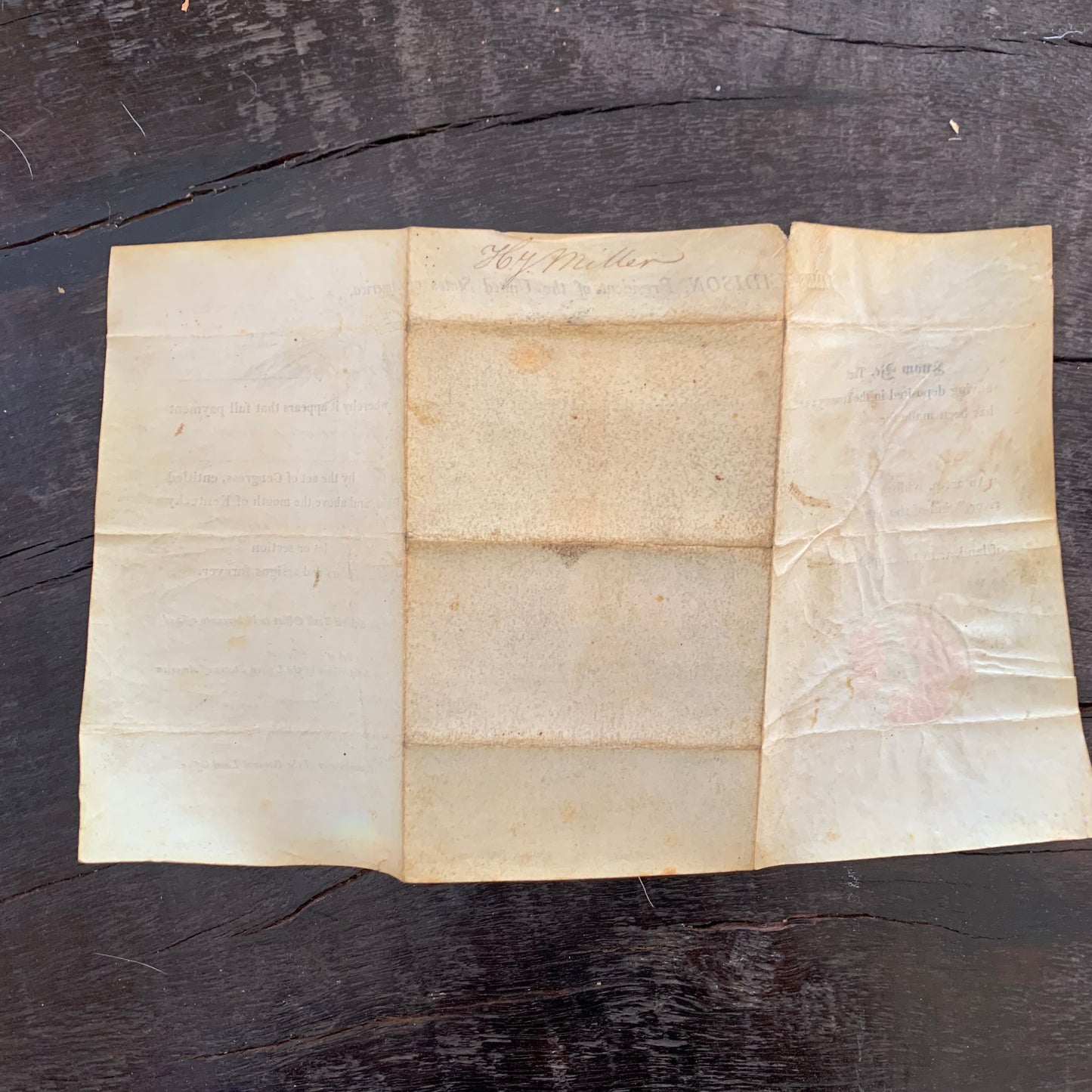 1813 President James Madison Signed Land Grant