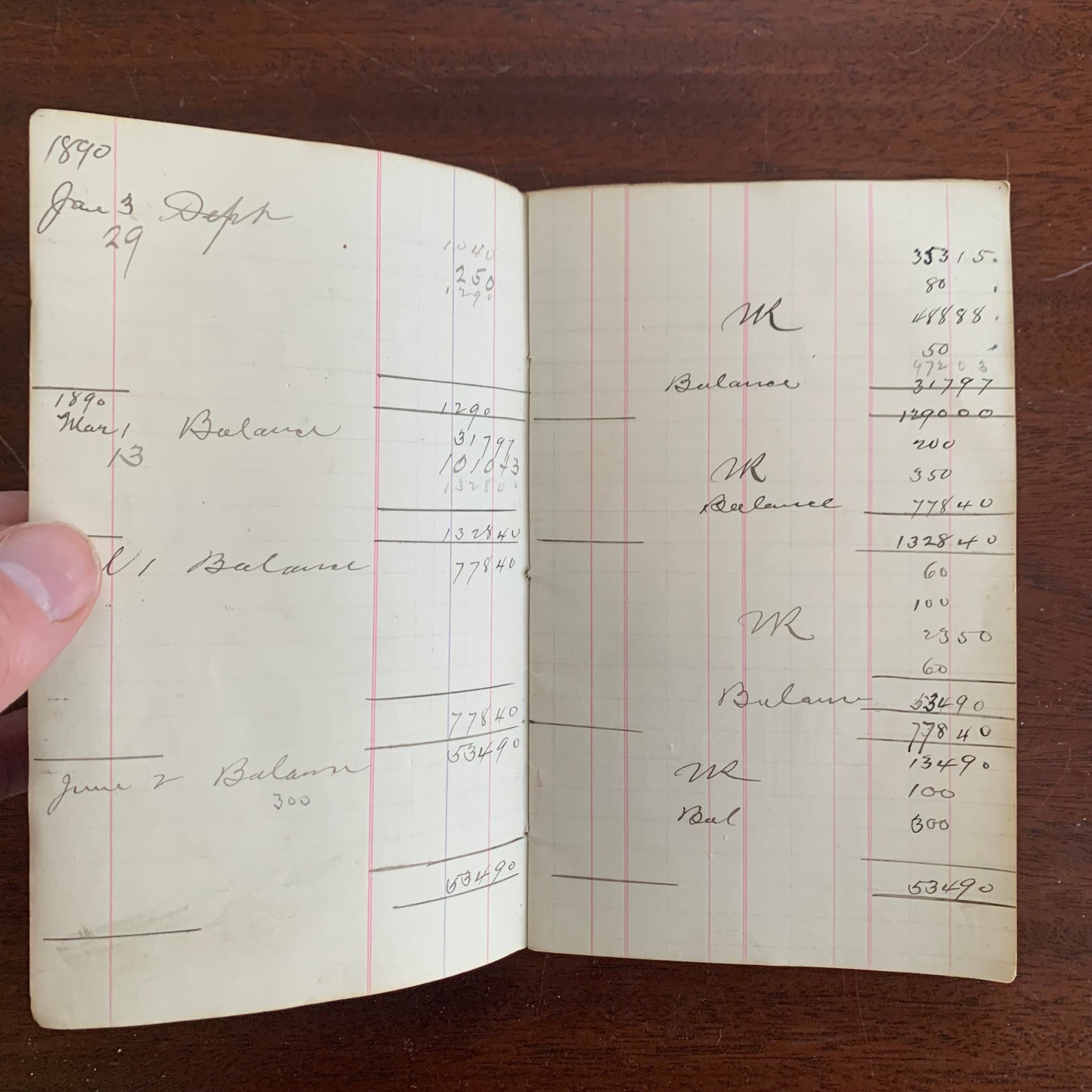 1889 Leather Wells, Fargo & Co's Bank 'In Account With' Book