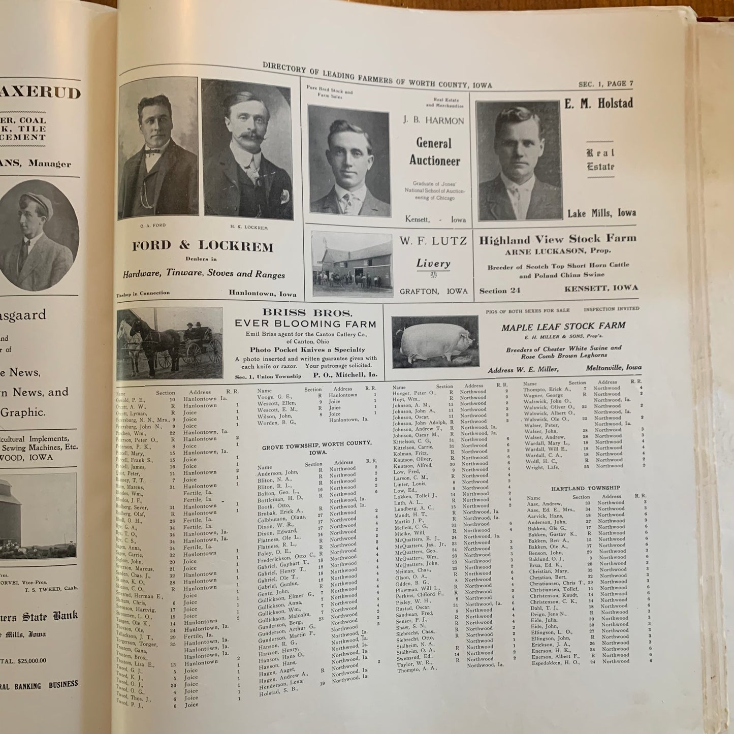 Standard Historical Atlas of Worth County Iowa, 1913
