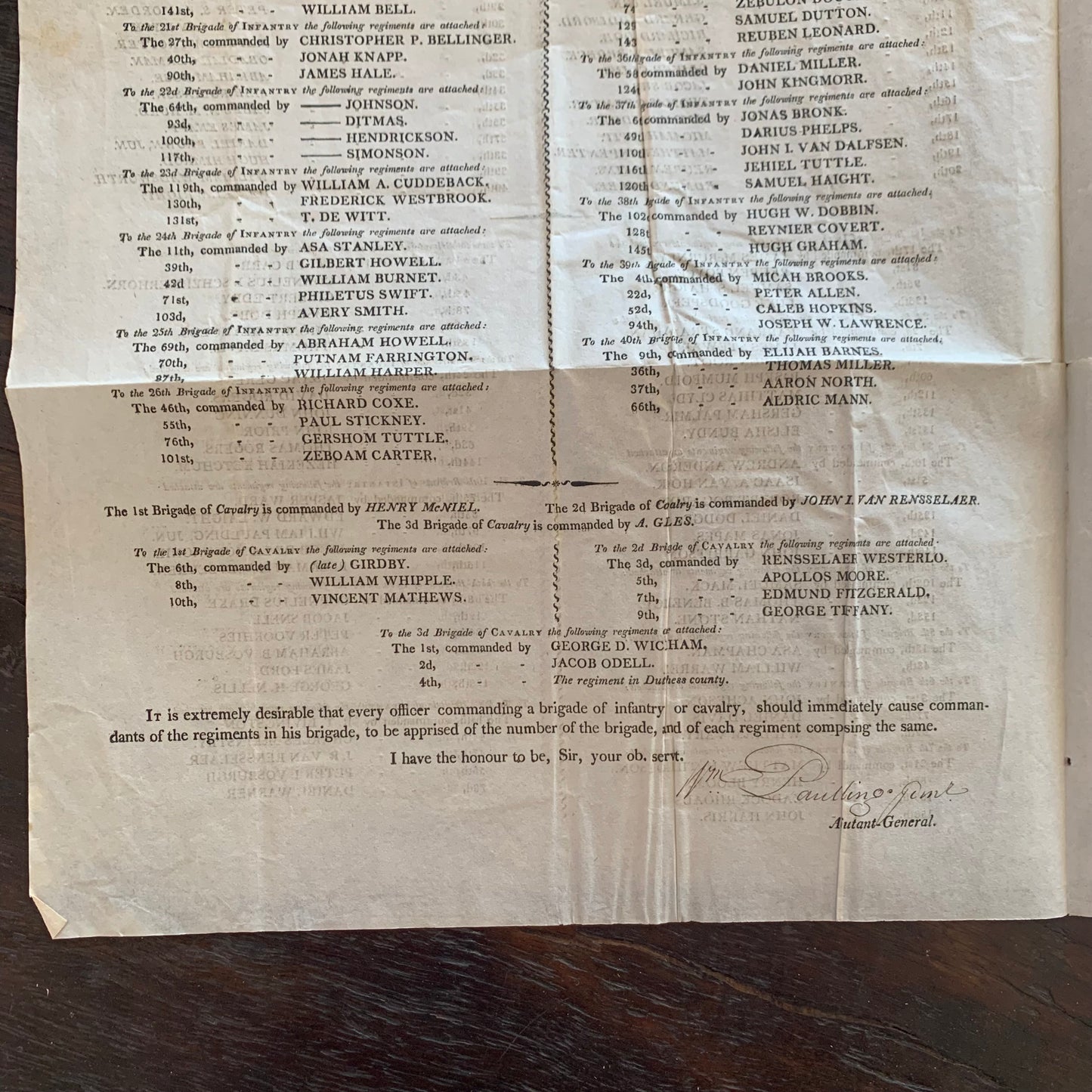 War of 1812 Circular Letter signed by William Paulding Jr, future New York Mayor