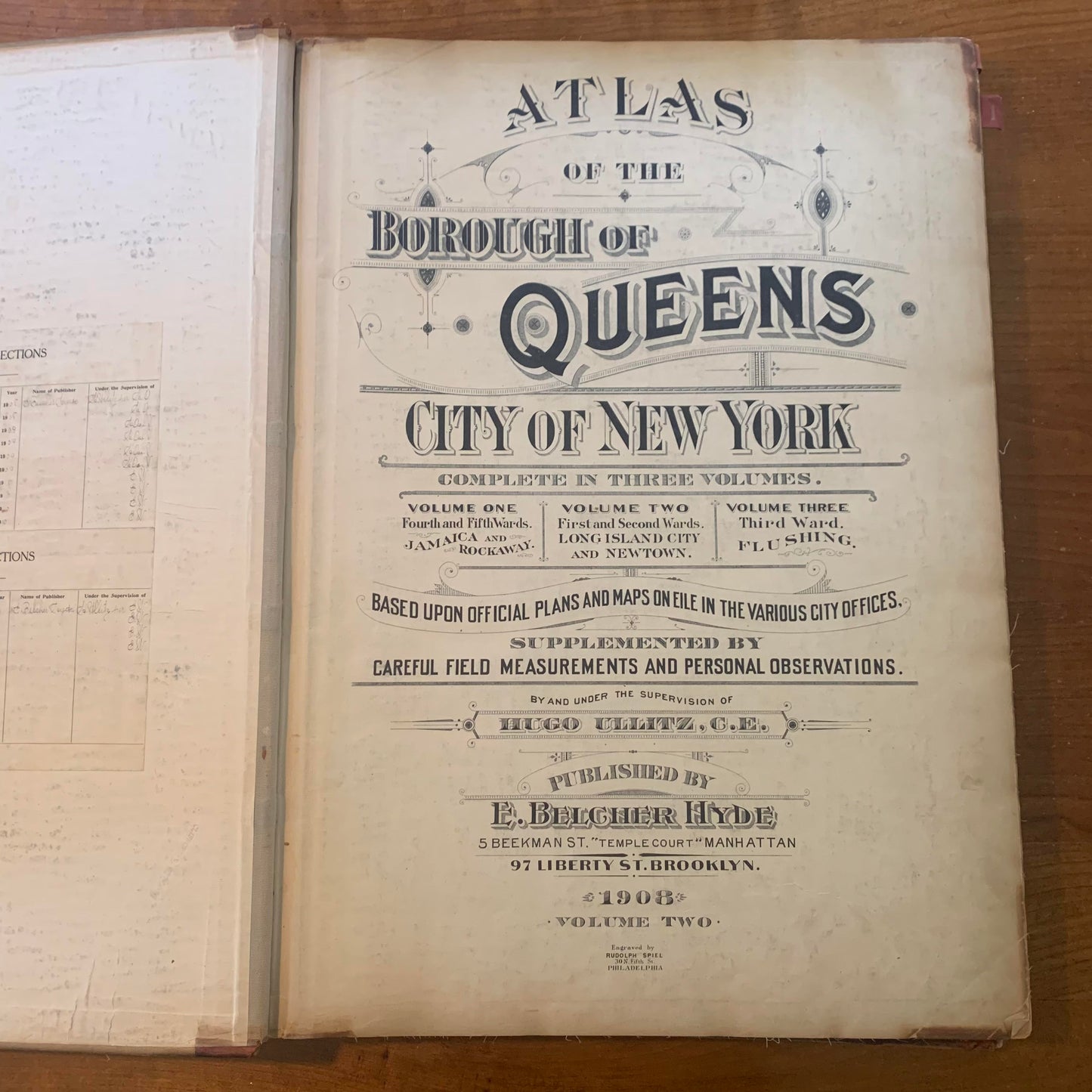 Atlas of the Borough of Queens. City of New York. Complete in Three Volumes. Volume Two. First and Second Wards. Long Island City and Newtown, 1908