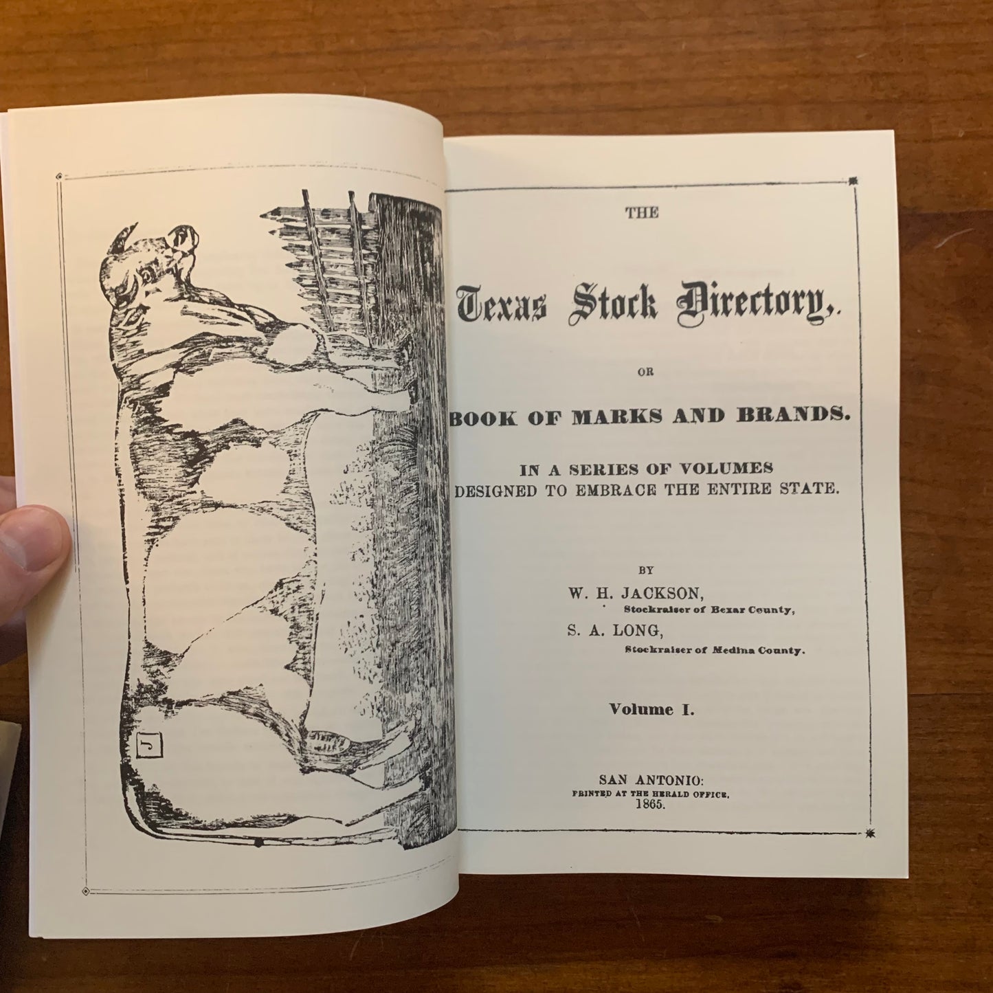 1865 Texas Cattle Brand Book - Stock Directory, or Book of Marks and Brands