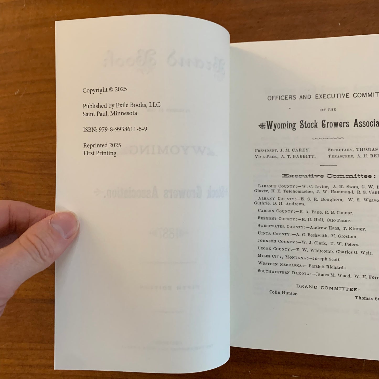 1887 Brand Book Published by the Wyoming Stock Growers Association FACSIMILE