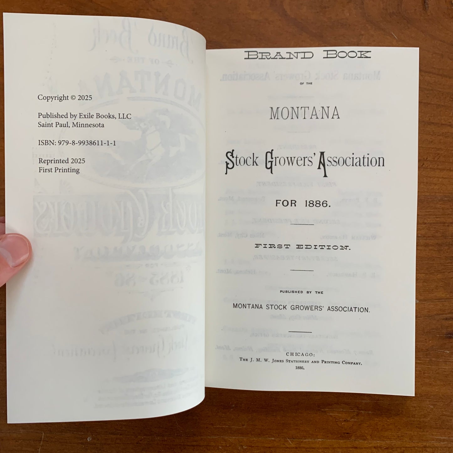 1886 Brand Book of the Montana Stock Growers' Association / FACSIMILE