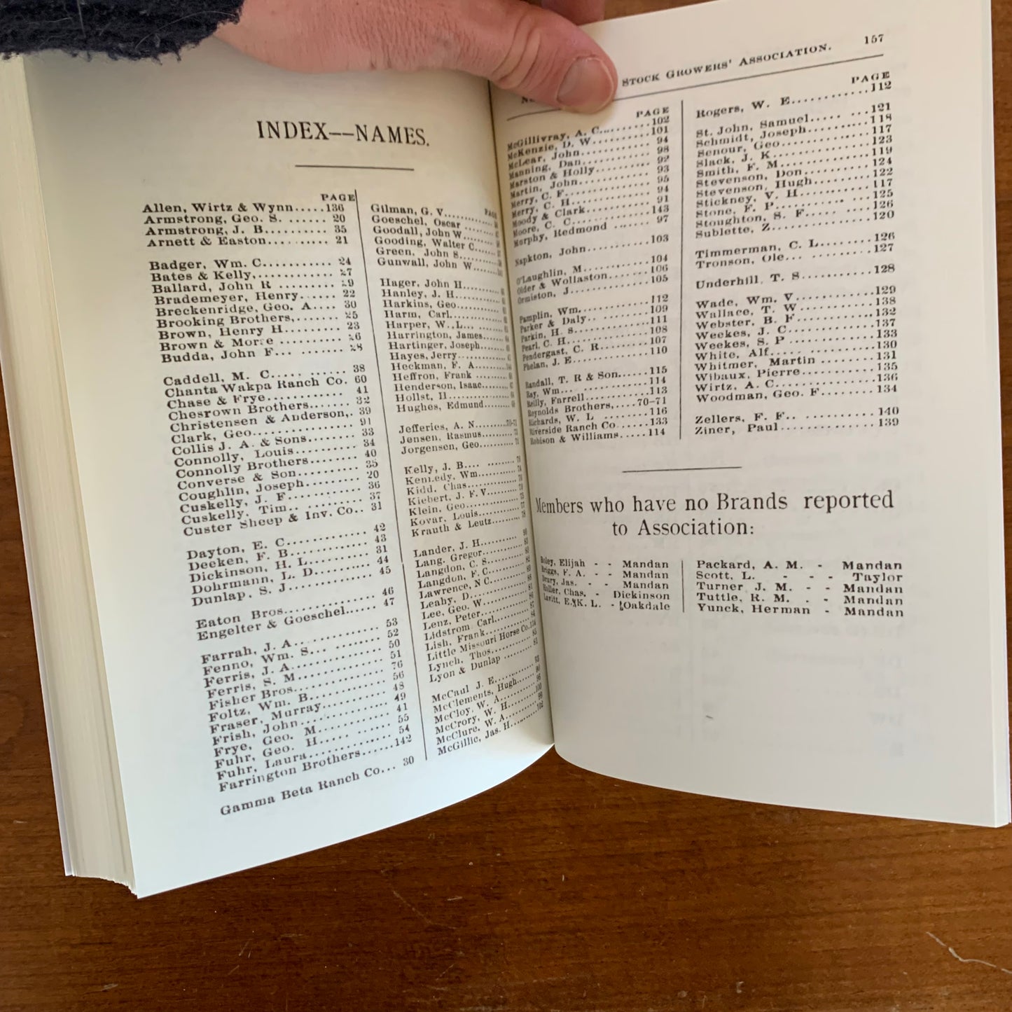 1892 Brand Book of the North Dakota Stockgrowers’ Association FACSIMILE