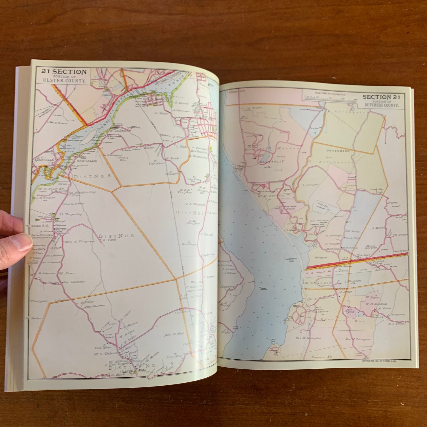 1891 Atlas of the Hudson River Valley New York City to Troy / Color Reprint