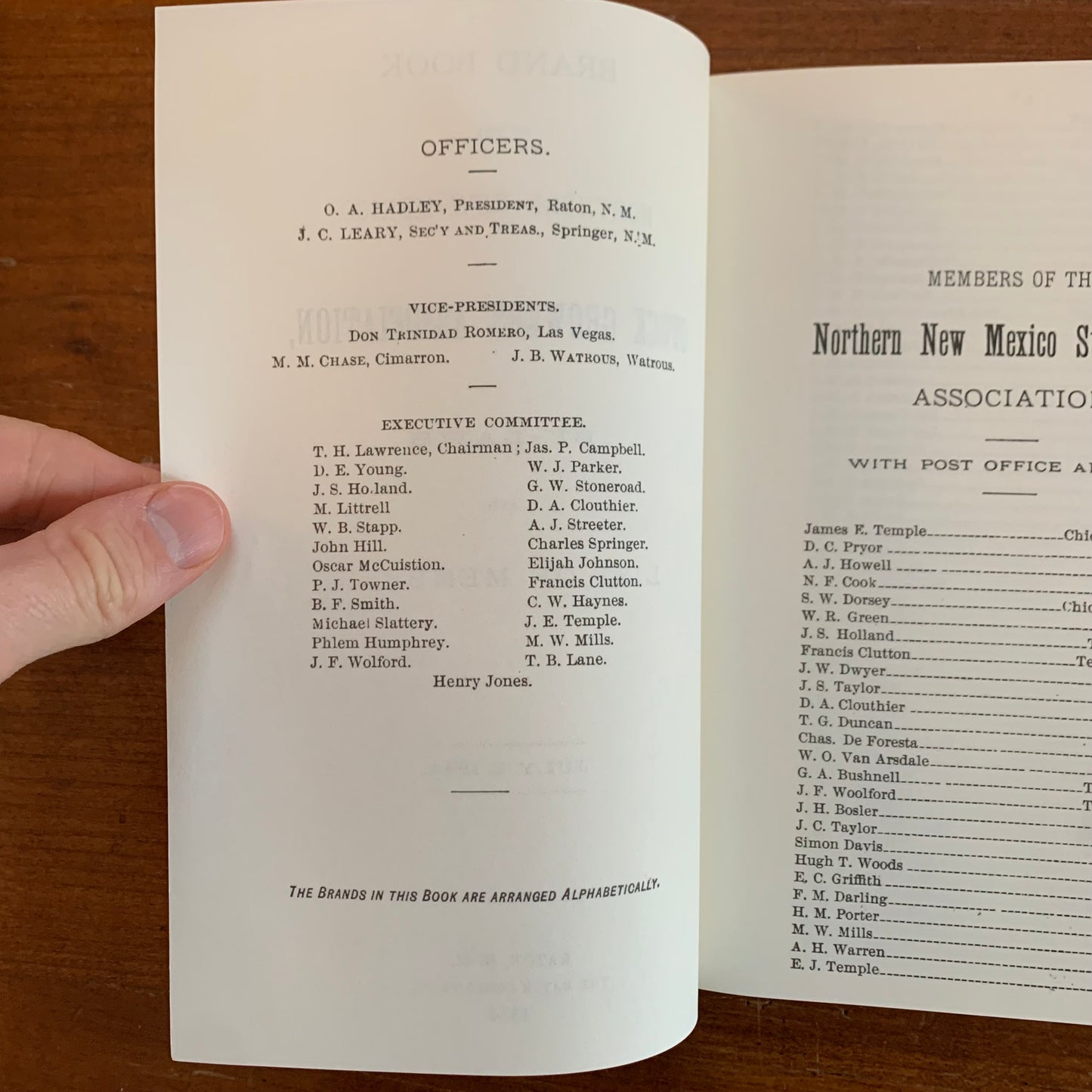1884 Brand Book of the Northern New Mexico Stock Growers' Association FACSIMILE