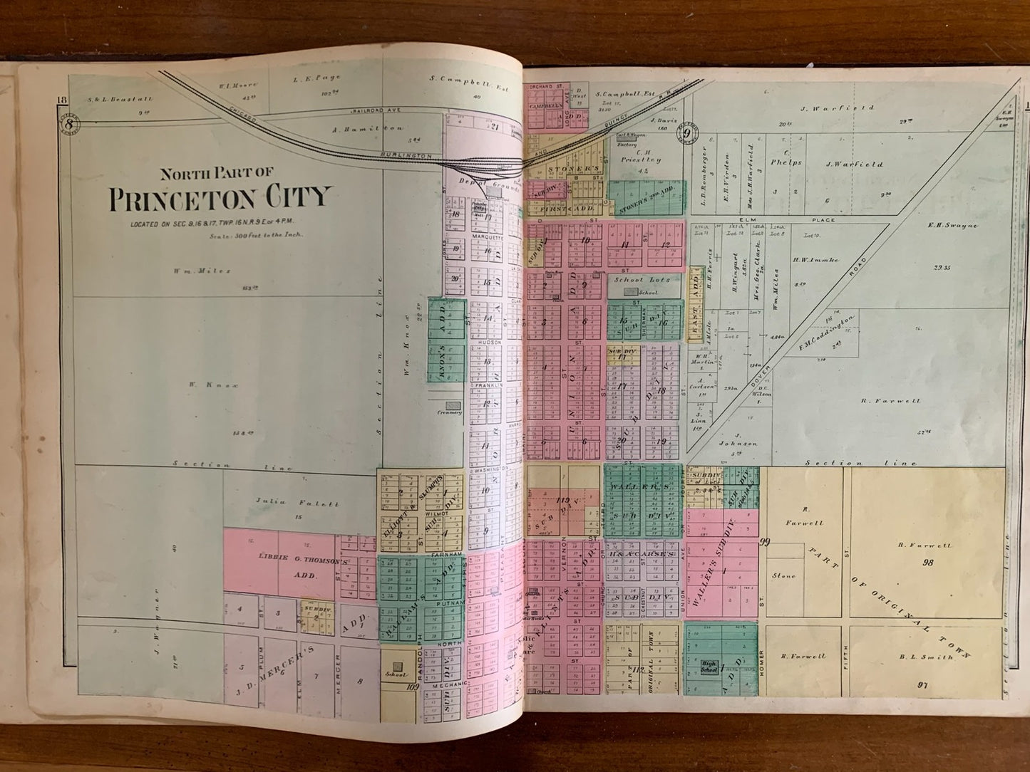 1892 Plat Book of Bureau County, Illinois Princeton Spring Valley Atlas Maps