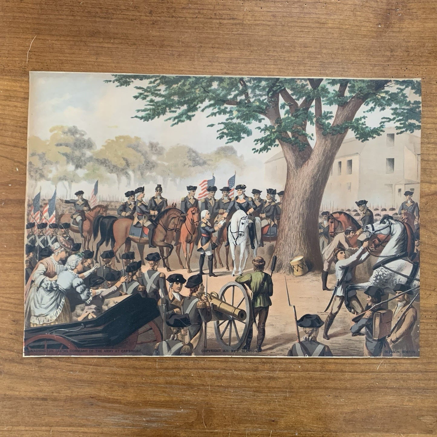 Washington Taking Command of the Army at Cambridge by F. Gleason Print