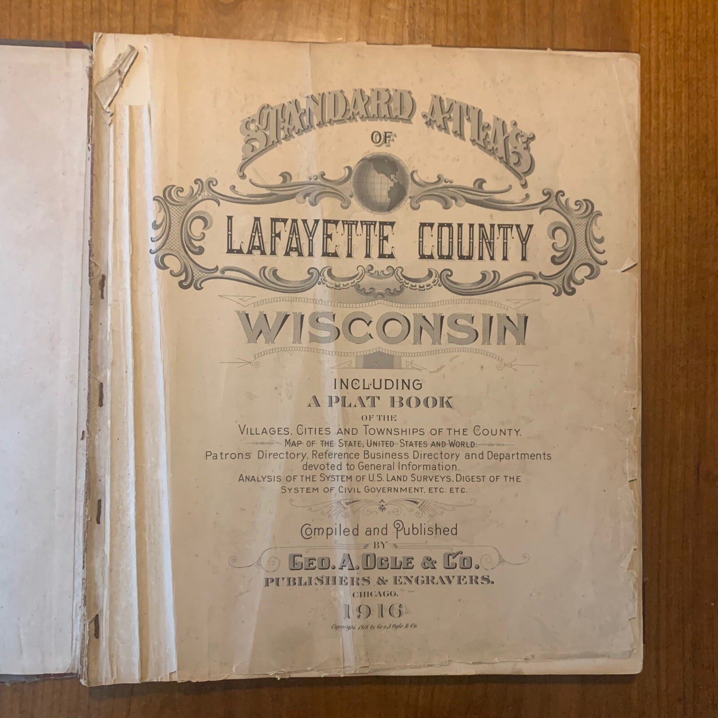 1916 Standard Atlas of Lafayette County Wisconsin Plat Book Ogle