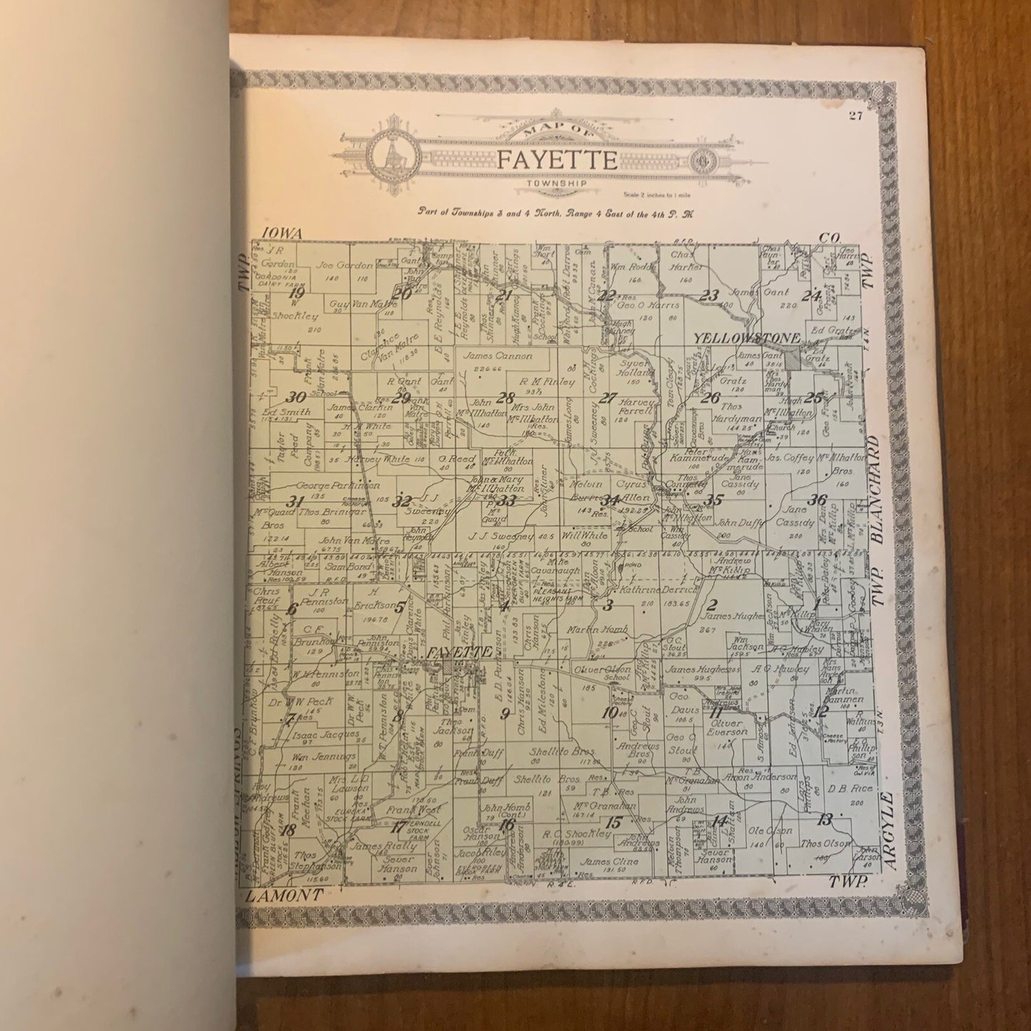 1916 Standard Atlas of Lafayette County Wisconsin Plat Book Ogle