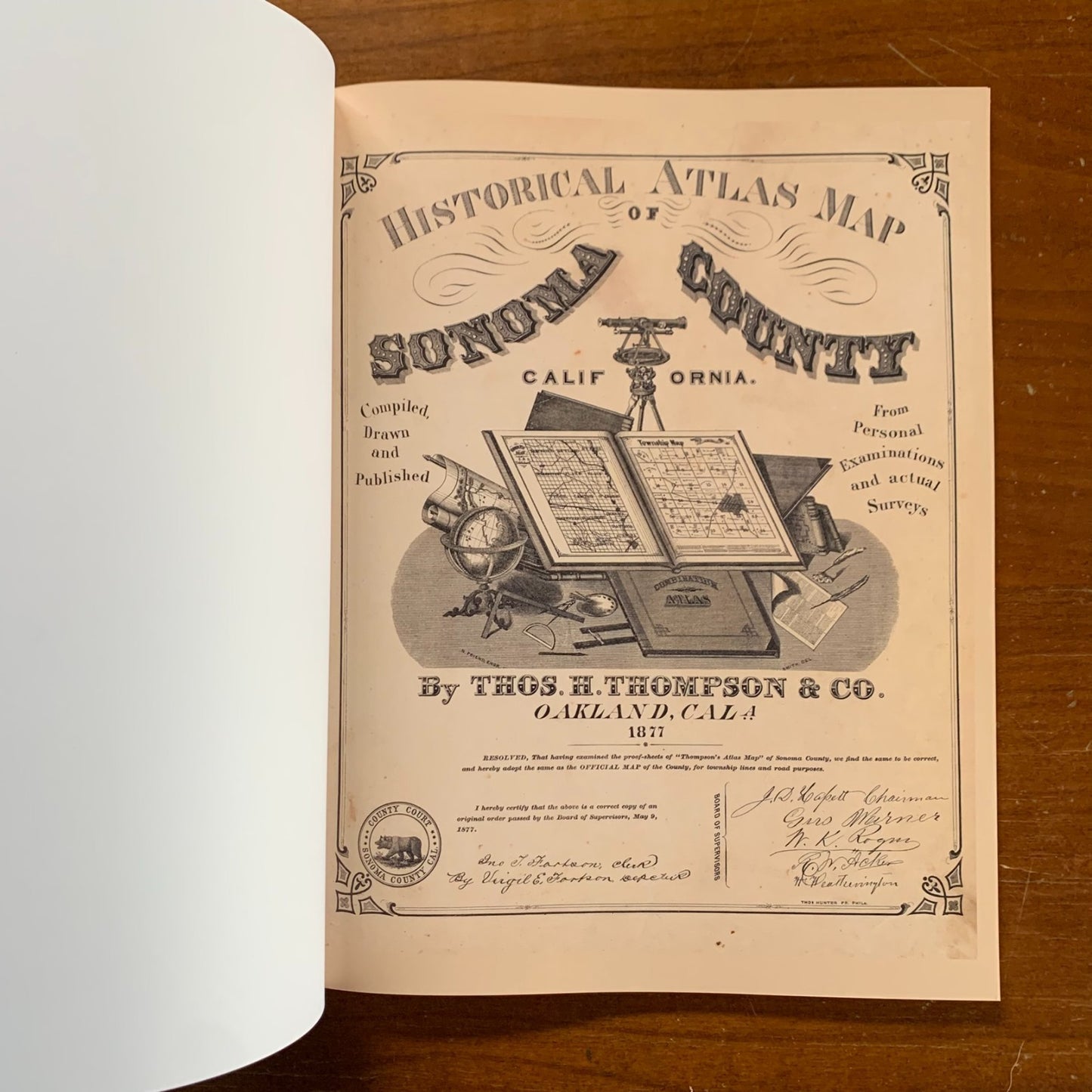 1877 Historical Atlas Map of Sonoma County, California / Facsimile