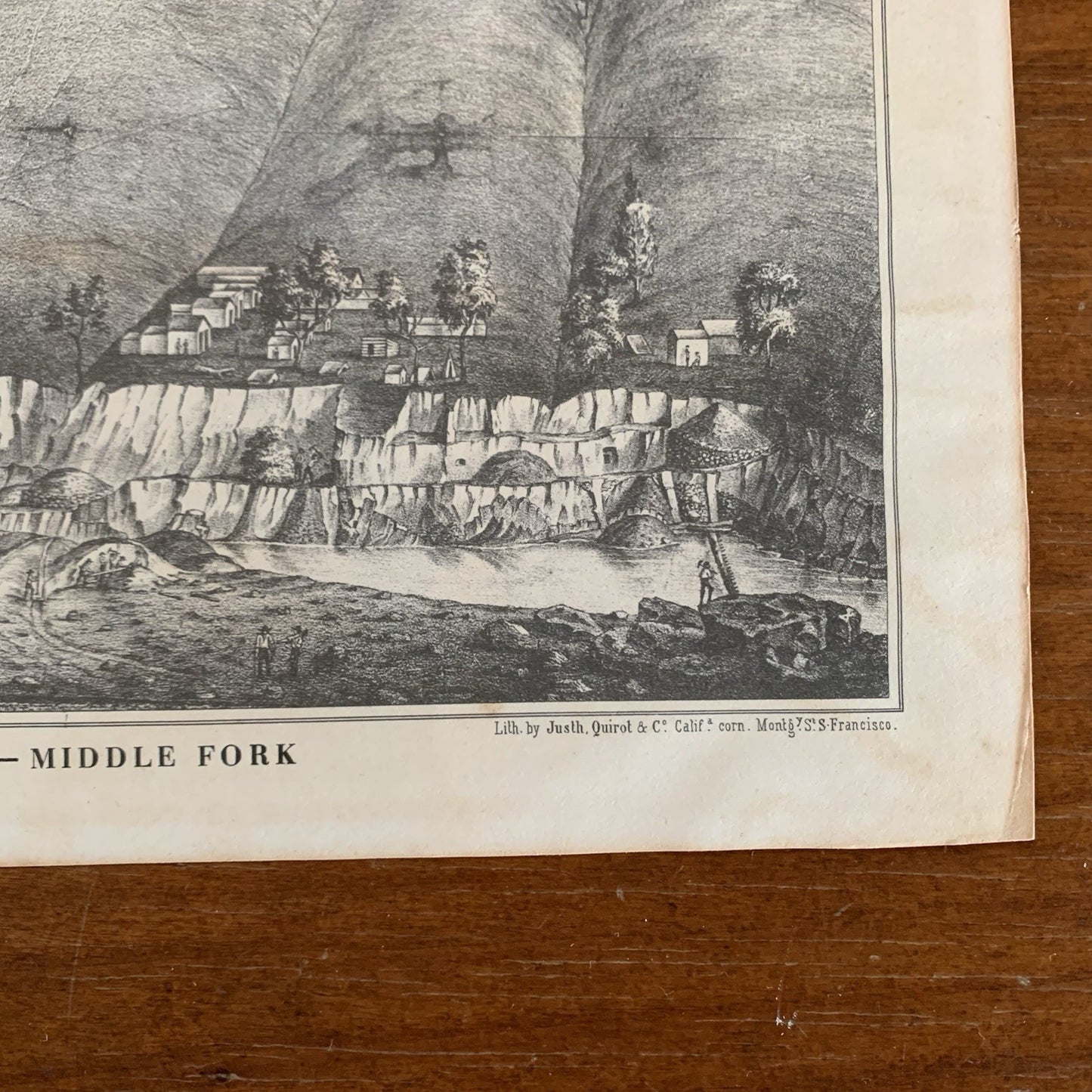 1851 Big Bar - Middle Fork Lithograph by Justh, Quirot & Co. California