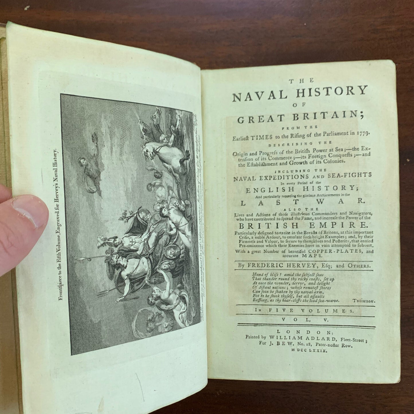 1780 5 Vol / The Naval History of Great Britain by Frederic Hervey