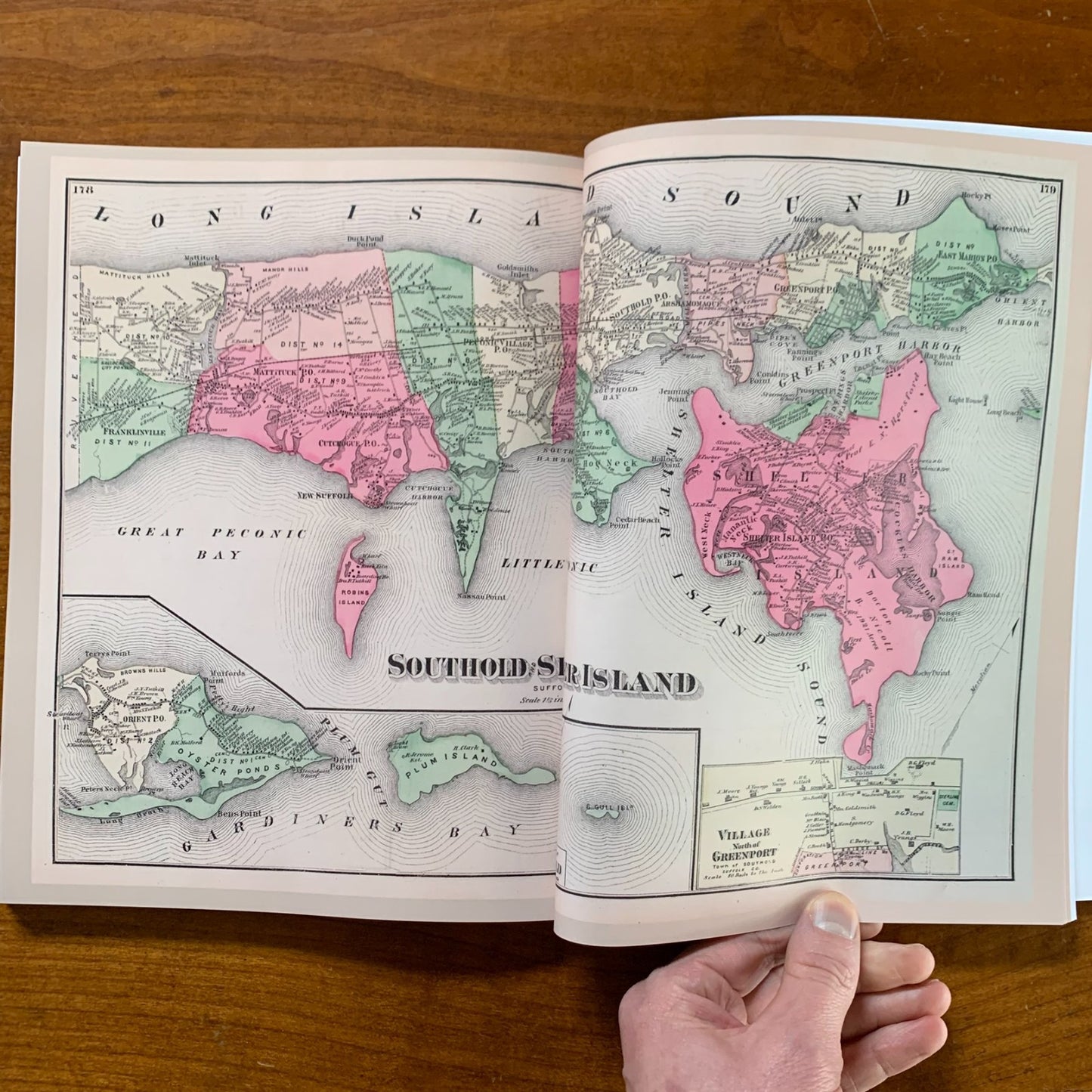 1873 Atlas of Long Island New York - Color Facsimile - Maps Towns Villages