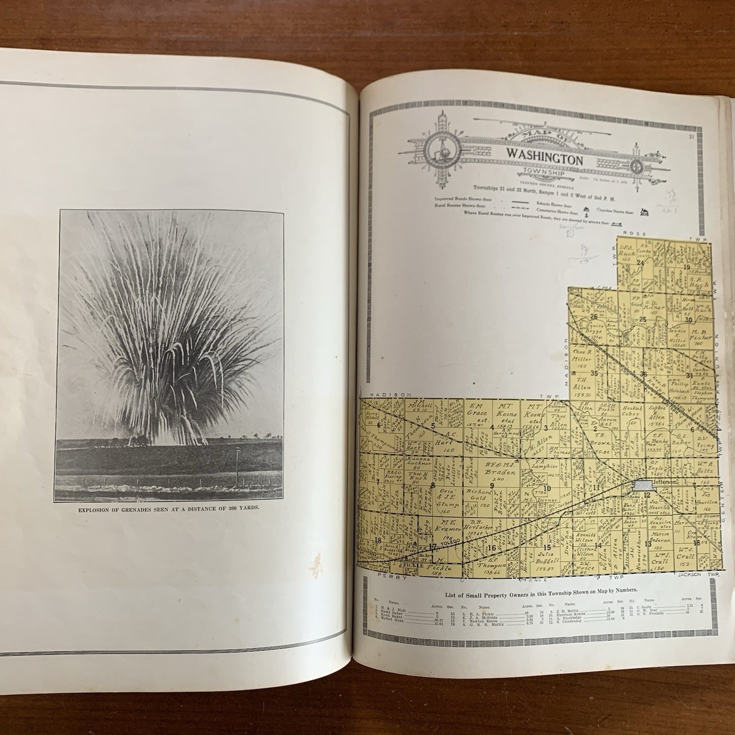 1919 Atlas and Plat Book of Clinton County Indiana World War 1 History Pictures