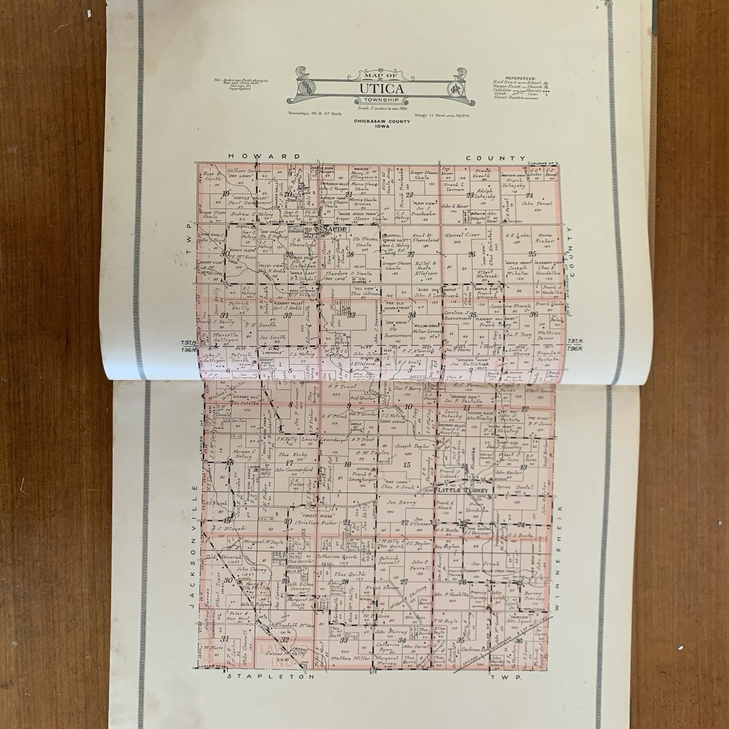1915 Standard Atlas of Chickasaw County Iowa / Maps Untied States Plat Book