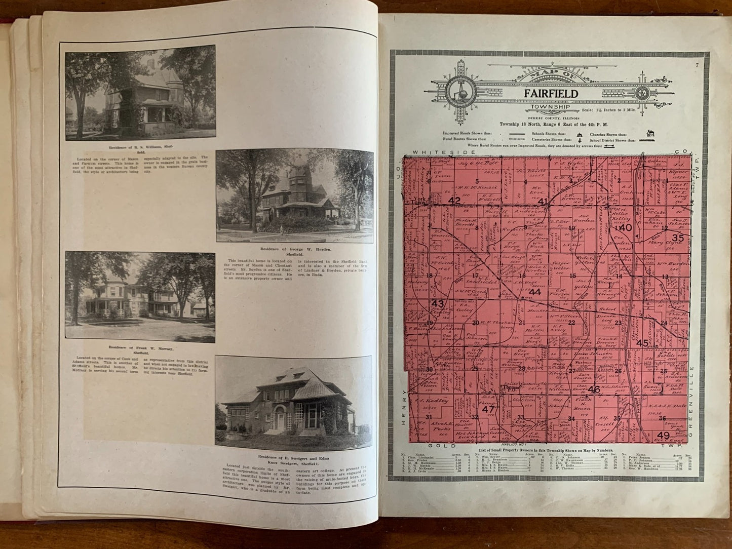 1916 Bureau County Illinois Standard Atlas Plat Book Princeton Spring Valley Map