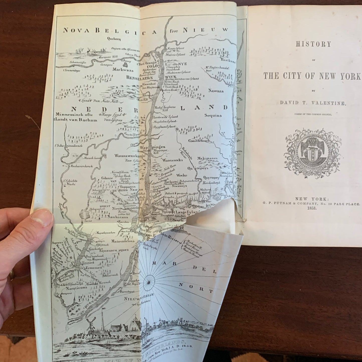 David T Valentine / History of the City of New York 1853 w/ Maps VG / Valentines