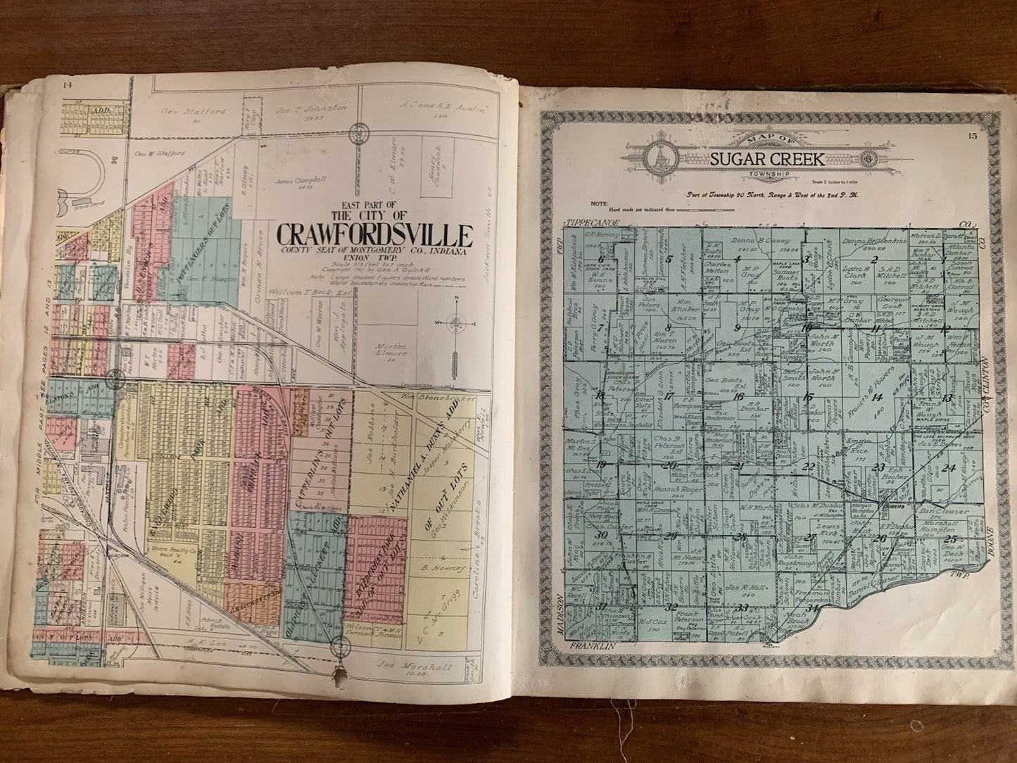 1917 Standard Atlas of Montgomery County, Indiana / Plat Book Map United States