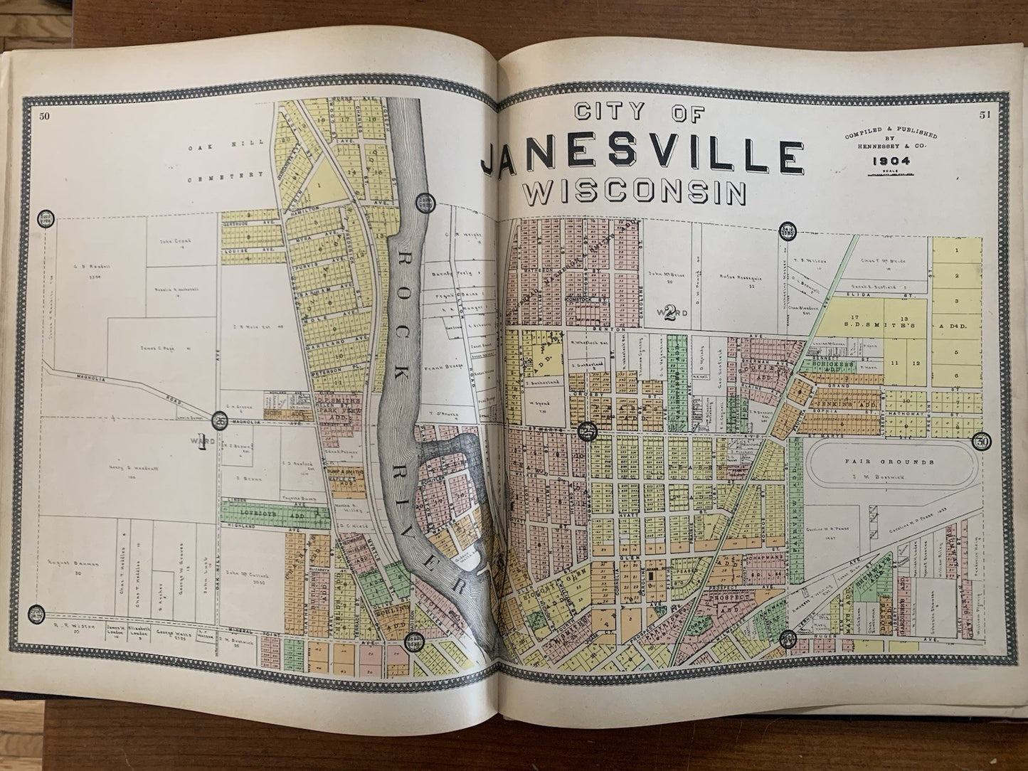 1904 Plat Book of Rock County Wisconsin / Atlas Janesville Beloit Maps