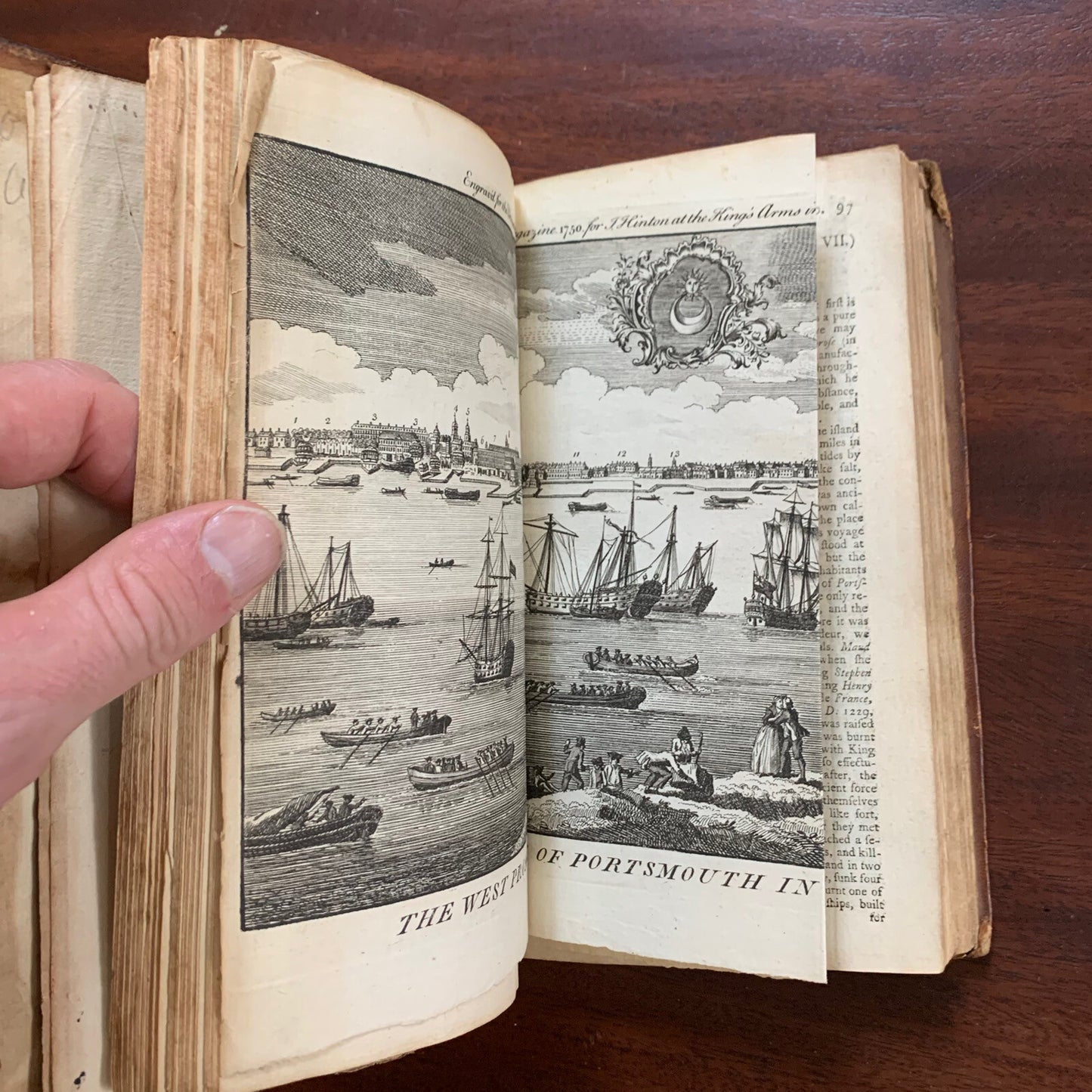 1750 VOL VII UNIVERSAL MAGAZINE ENGRAVINGS TOBACCO WALTER RALEIGH COLONIES MAPS