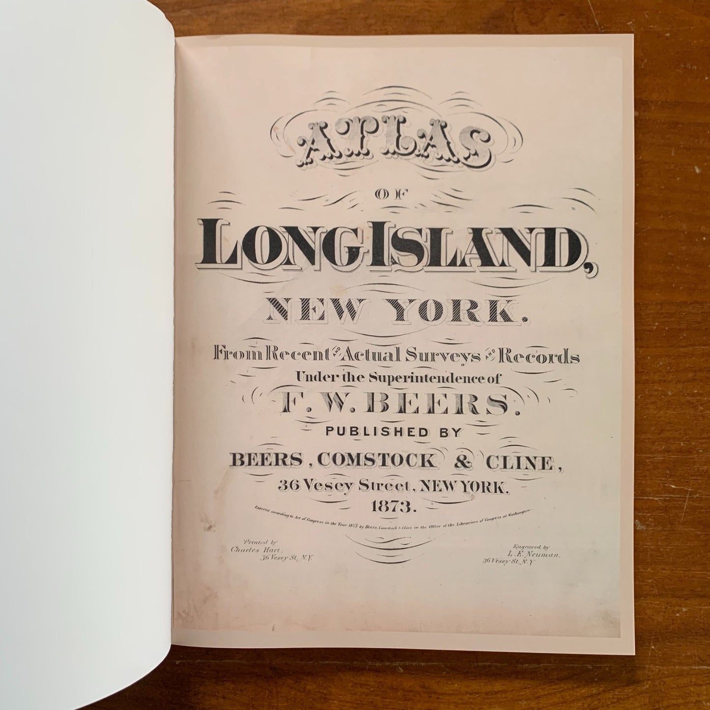 1873 Atlas of Long Island New York - Color Facsimile - Maps Towns Villages