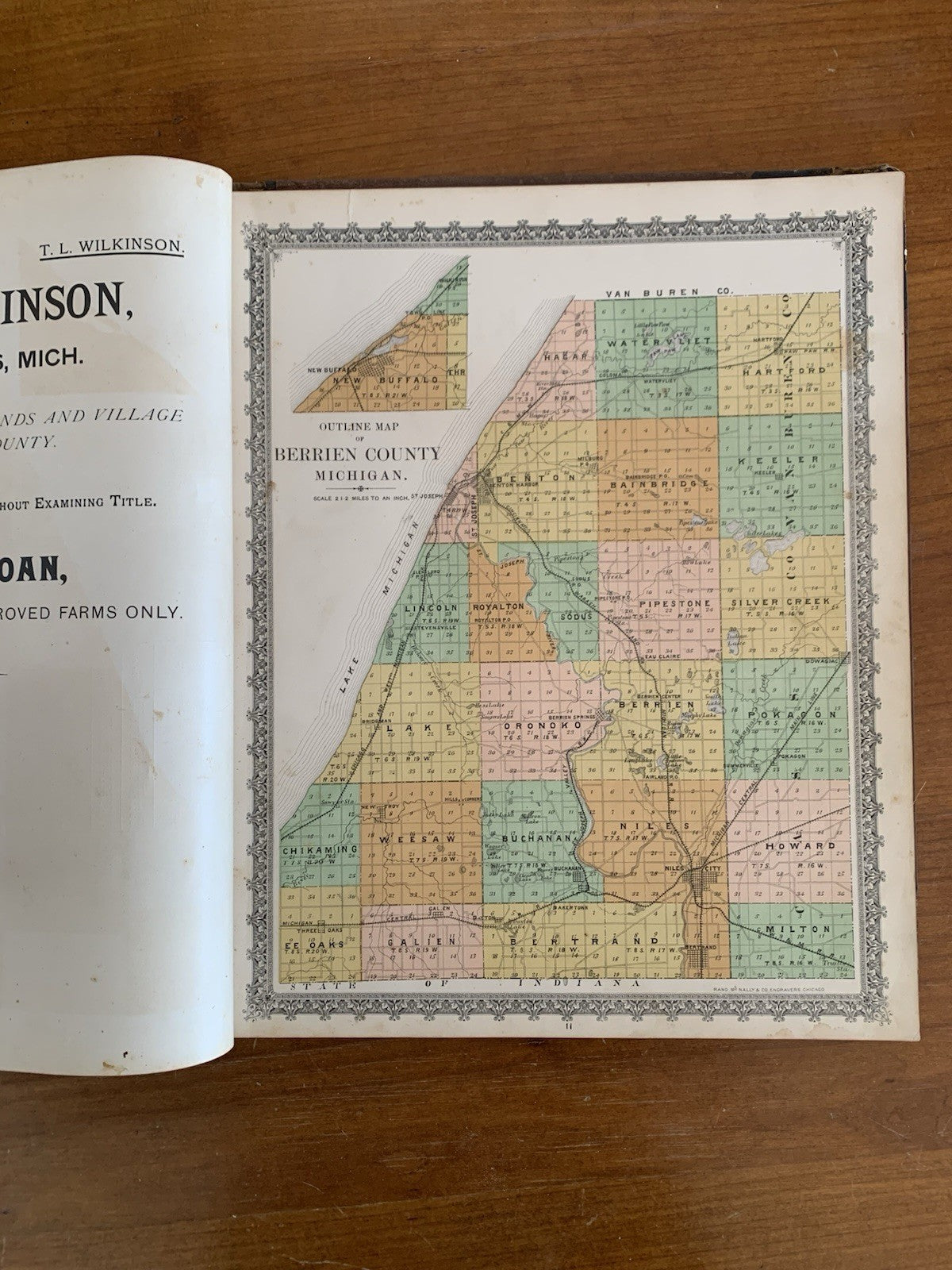 1887 Atlas of Berrien County, Michigan / Rand McNally Maps Plat Book