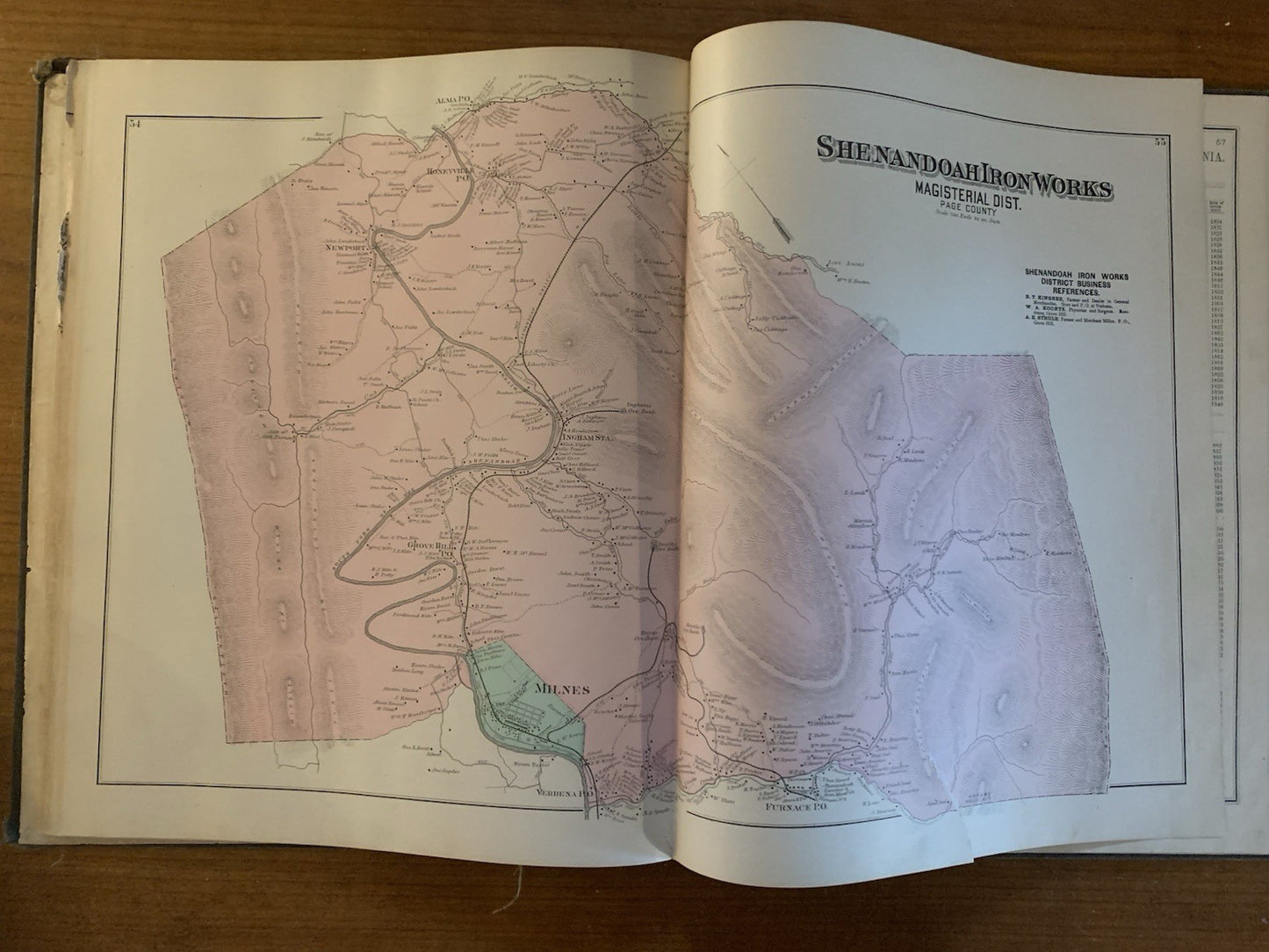 1885 An Atlas of Shenandoah and Page Counties, Virginia / Very good