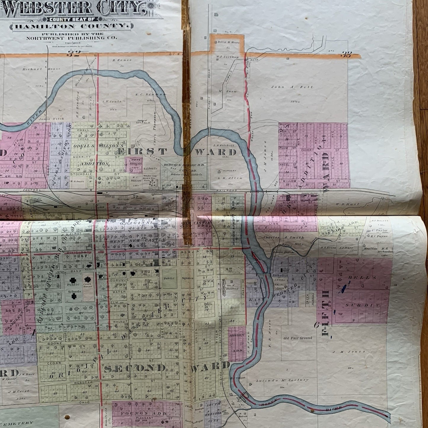 1896 Plat Book Atlas of Hamilton County, Iowa / Webster City Foldout Map