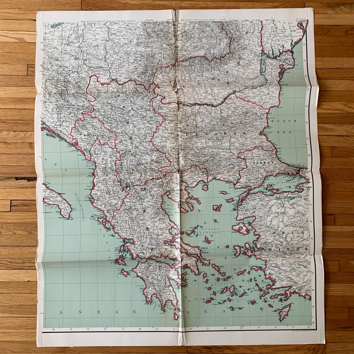 ca 1914 Philips Four Sheet Strategical Map of Central Europe WWI Military Folio