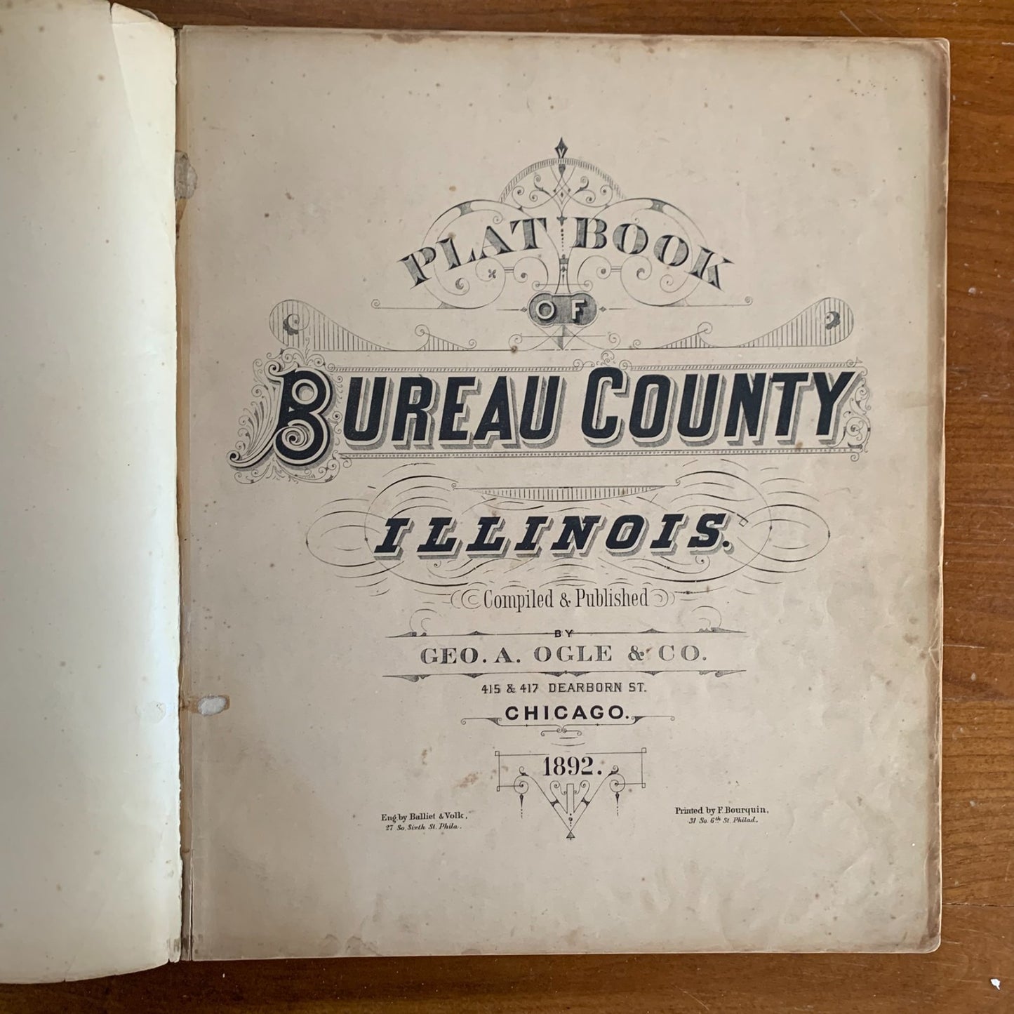 1892 Plat Book of Bureau County, Illinois Princeton Spring Valley Atlas Maps