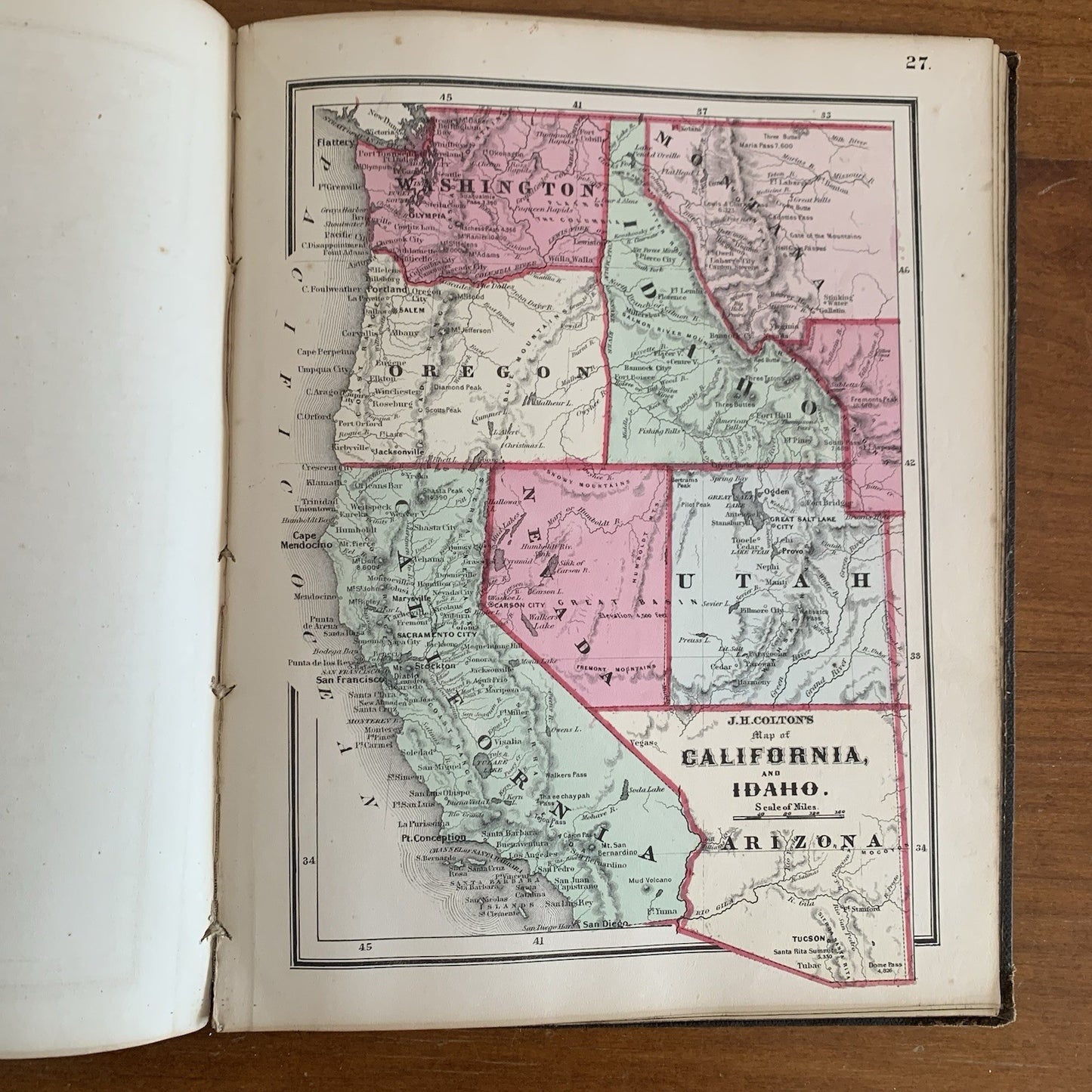 1865 Coltons Quarto Atlas of the World / California Early Map of Montana