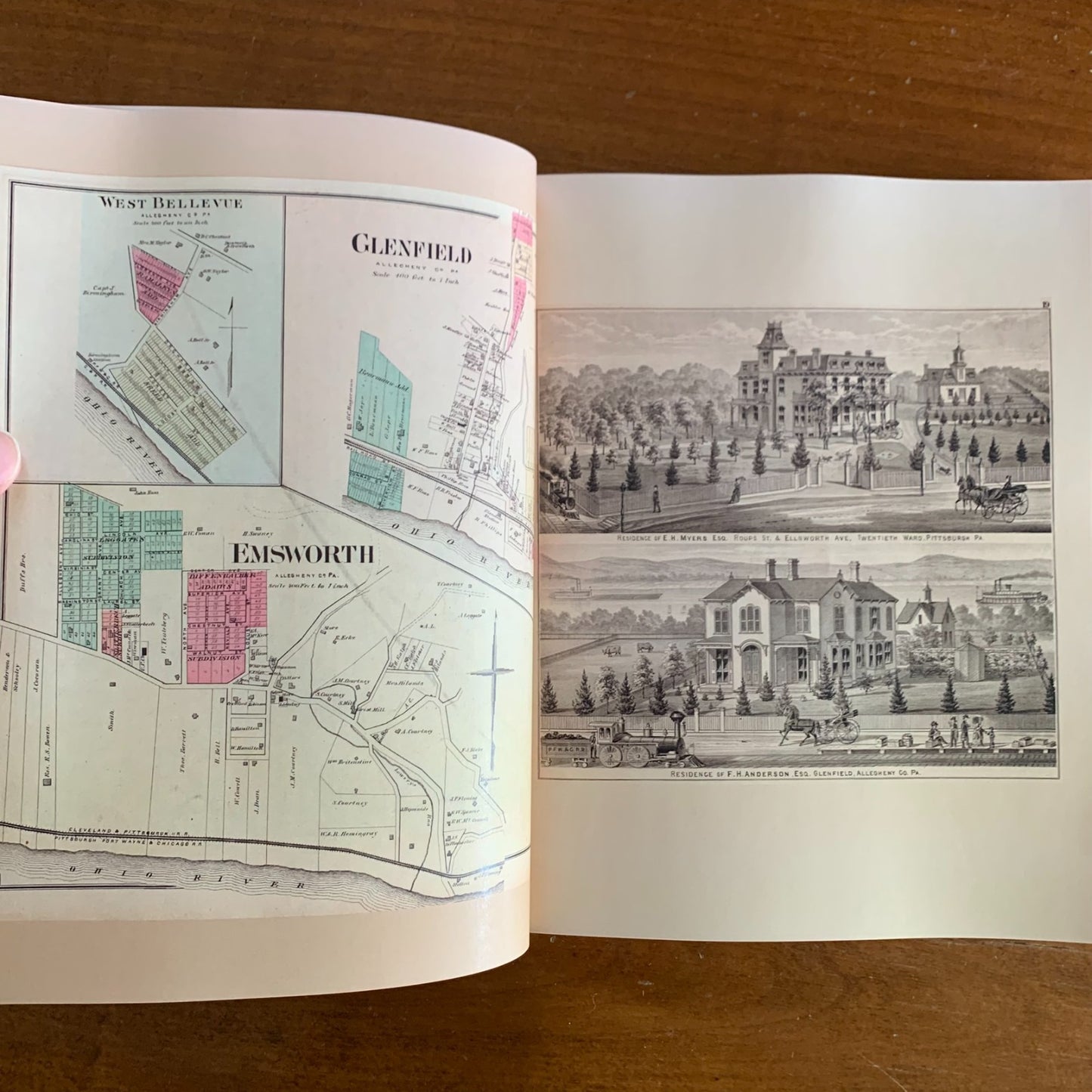 1877 Illustrated Atlas of the Upper Ohio River & Valley Pittsburgh to Cincinnati