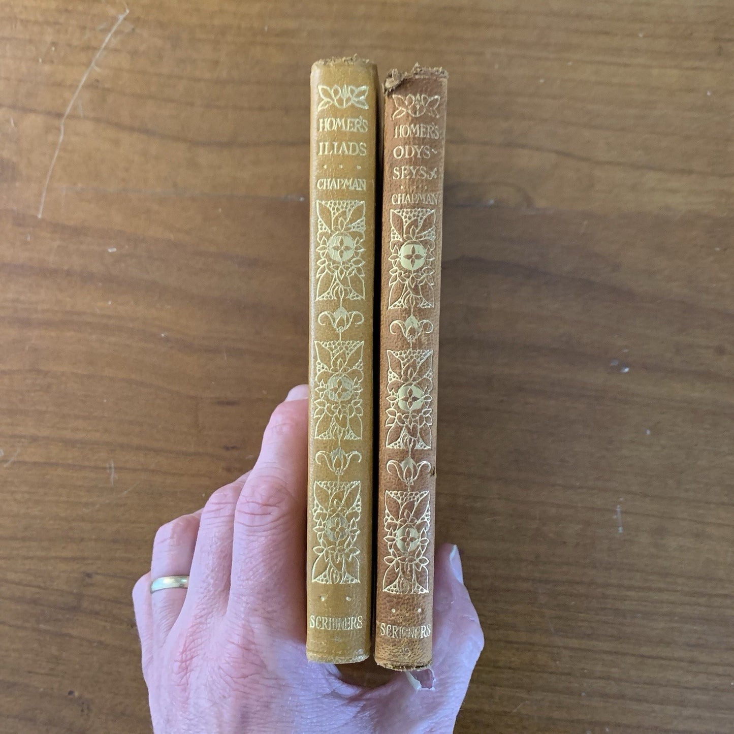 The Iliads / Odysseys of Homer George Chapman / Leather Scribner VG