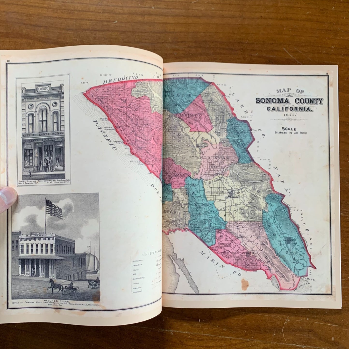 1877 Historical Atlas Map of Sonoma County, California / Facsimile