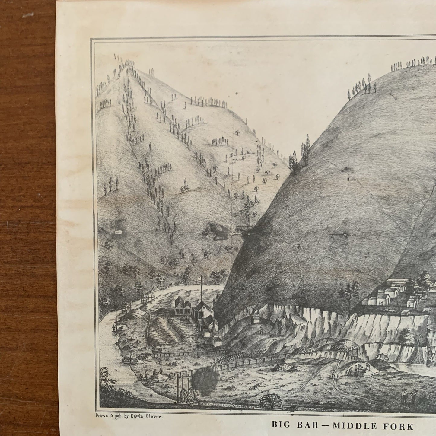 1851 Big Bar - Middle Fork Lithograph by Justh, Quirot & Co. California