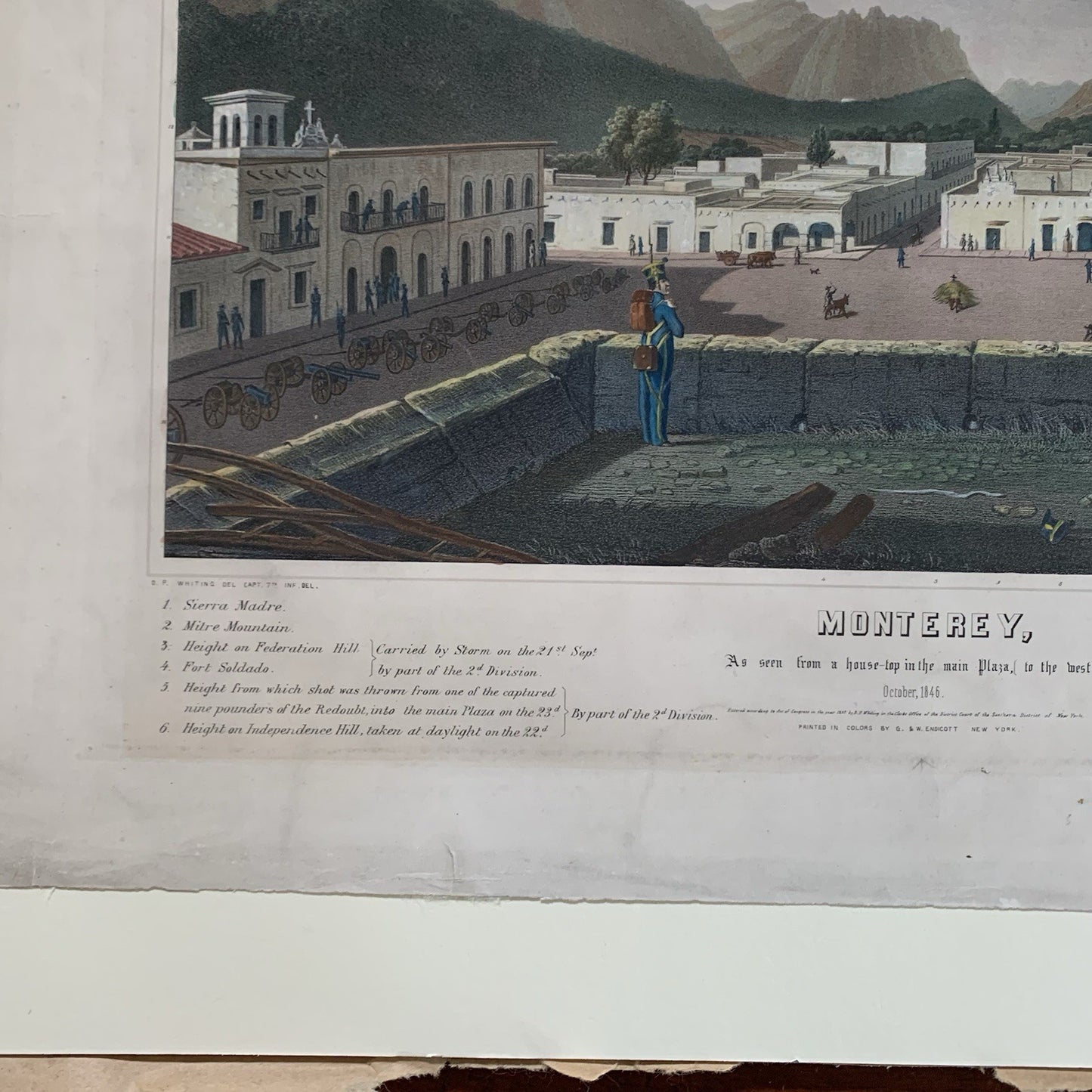 2x Original Lithographs from Capt. Daniel Power Whiting's Army Portfolio / 1847