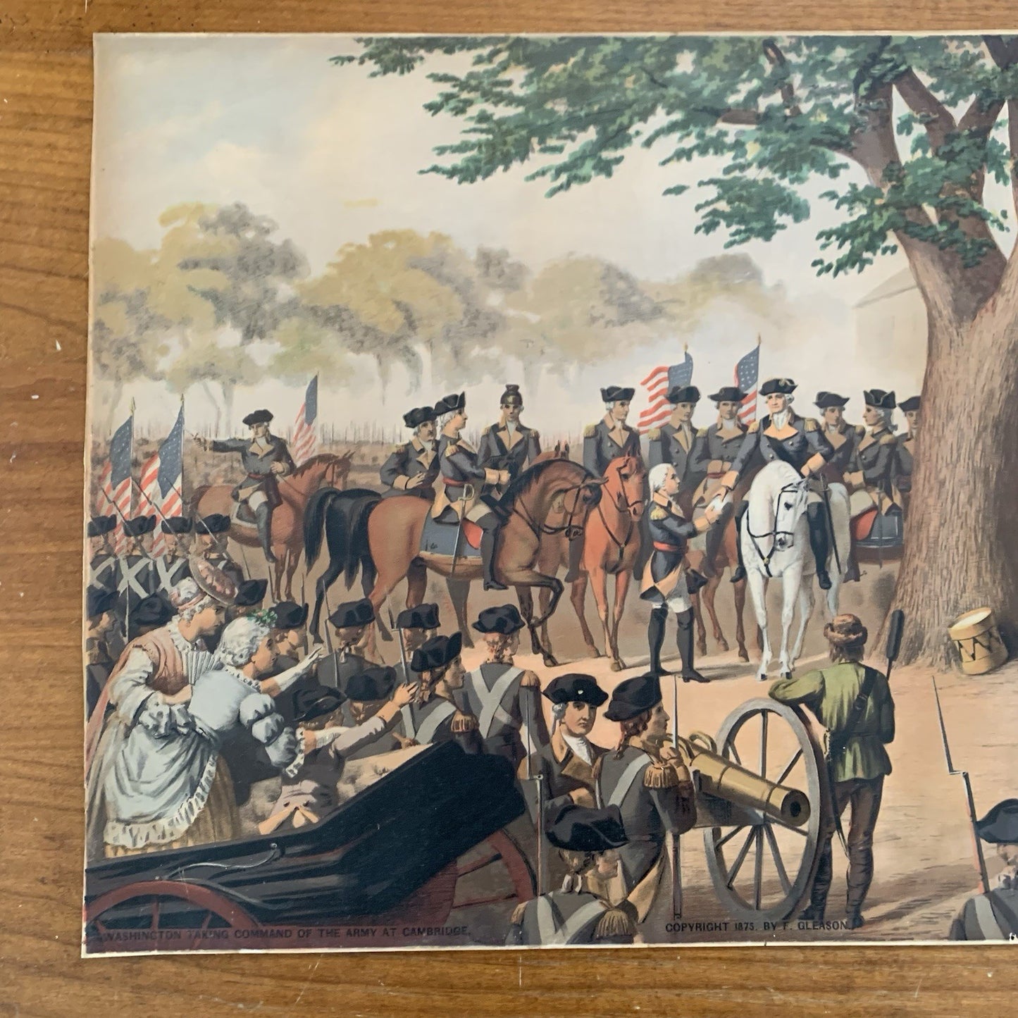 Washington Taking Command of the Army at Cambridge by F. Gleason Print