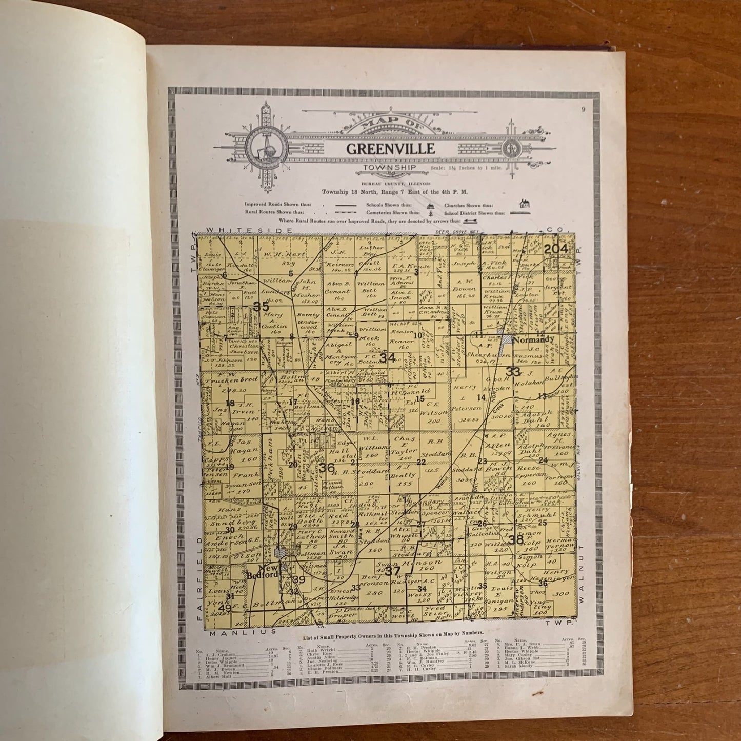 1916 Bureau County Illinois Standard Atlas Plat Book Princeton Spring Valley Map