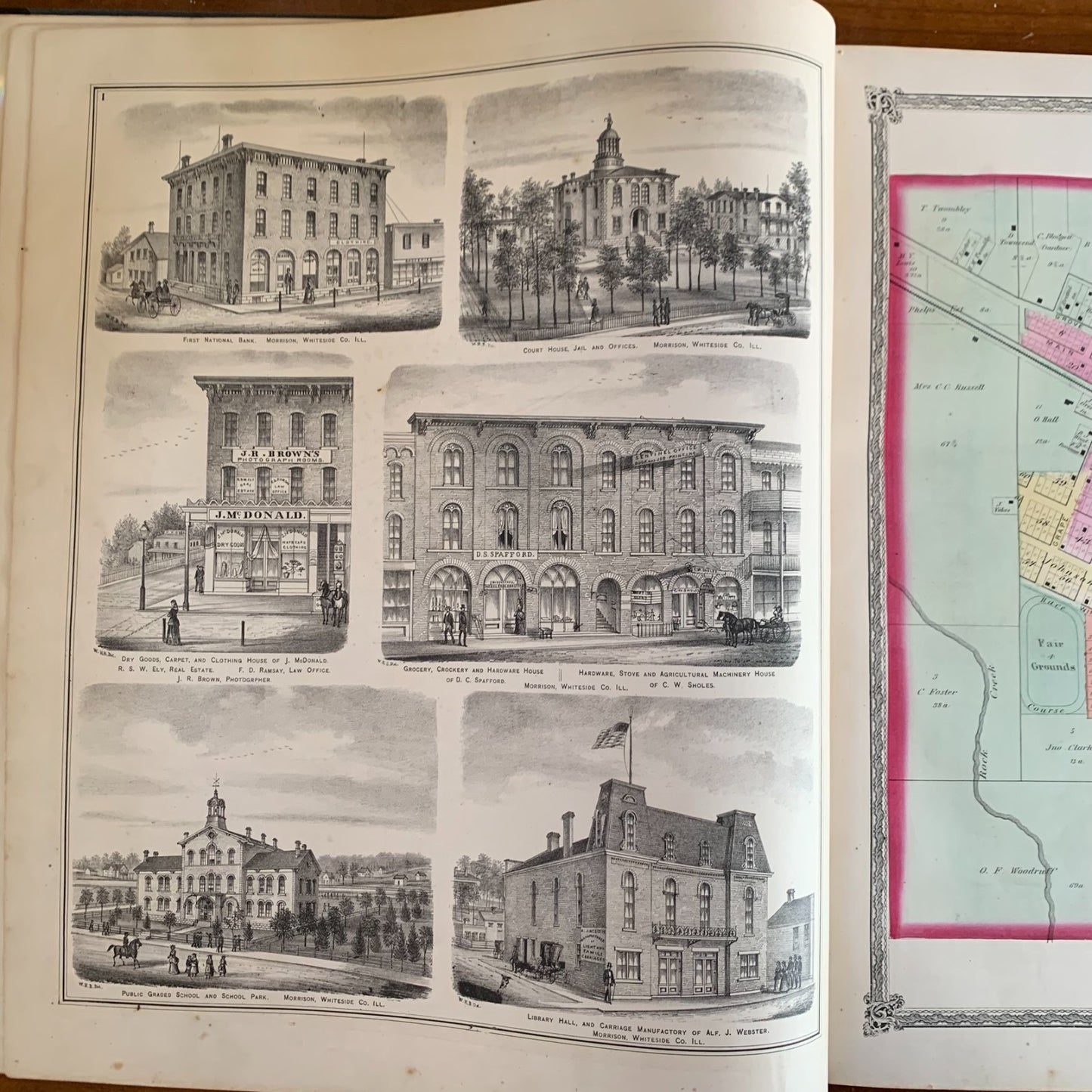 1872 Atlas of Whiteside County and the State of Illinois Morrison Sterling Maps