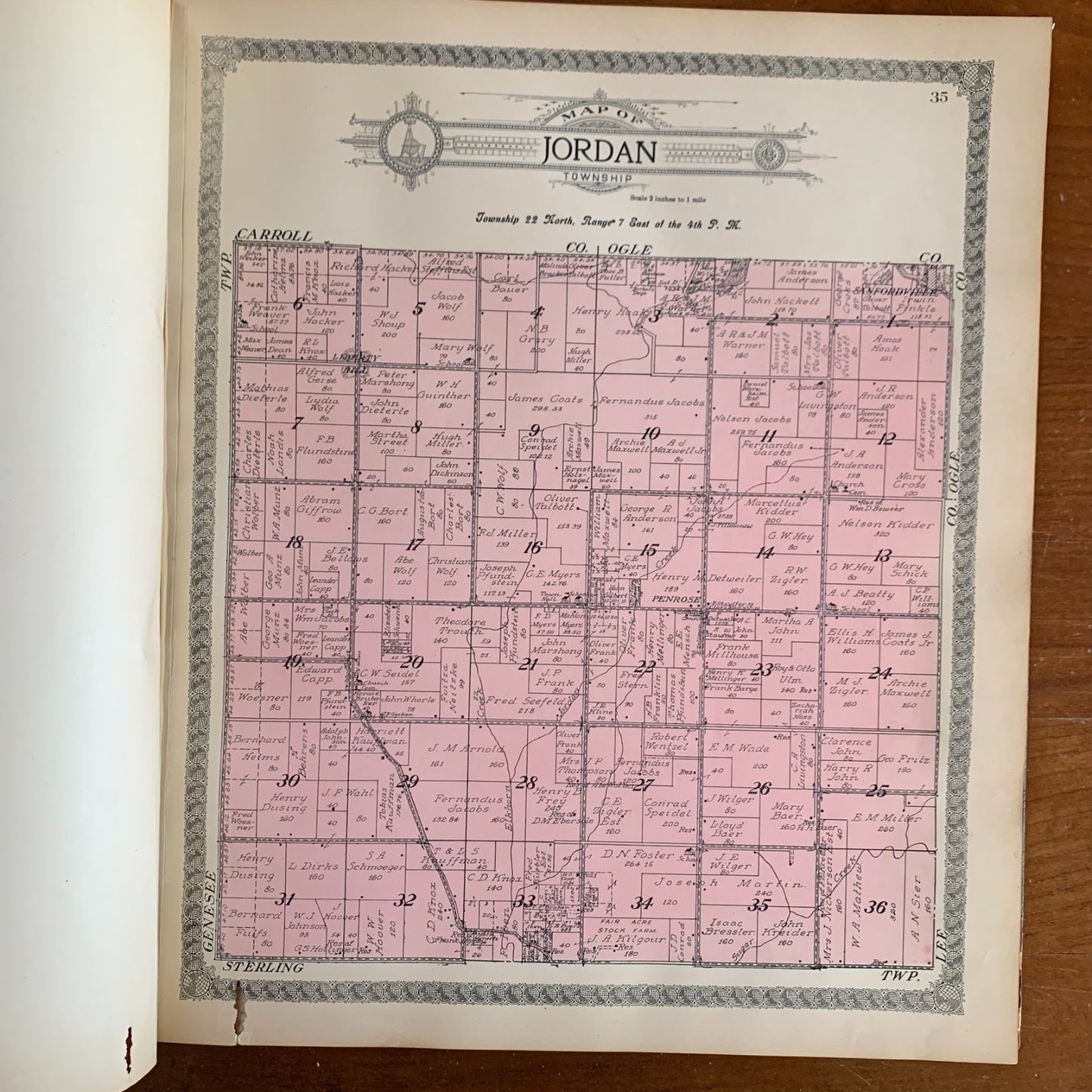 1912 Standard Atlas of Whiteside County, Illinois Sterling Rock Falls Fulton