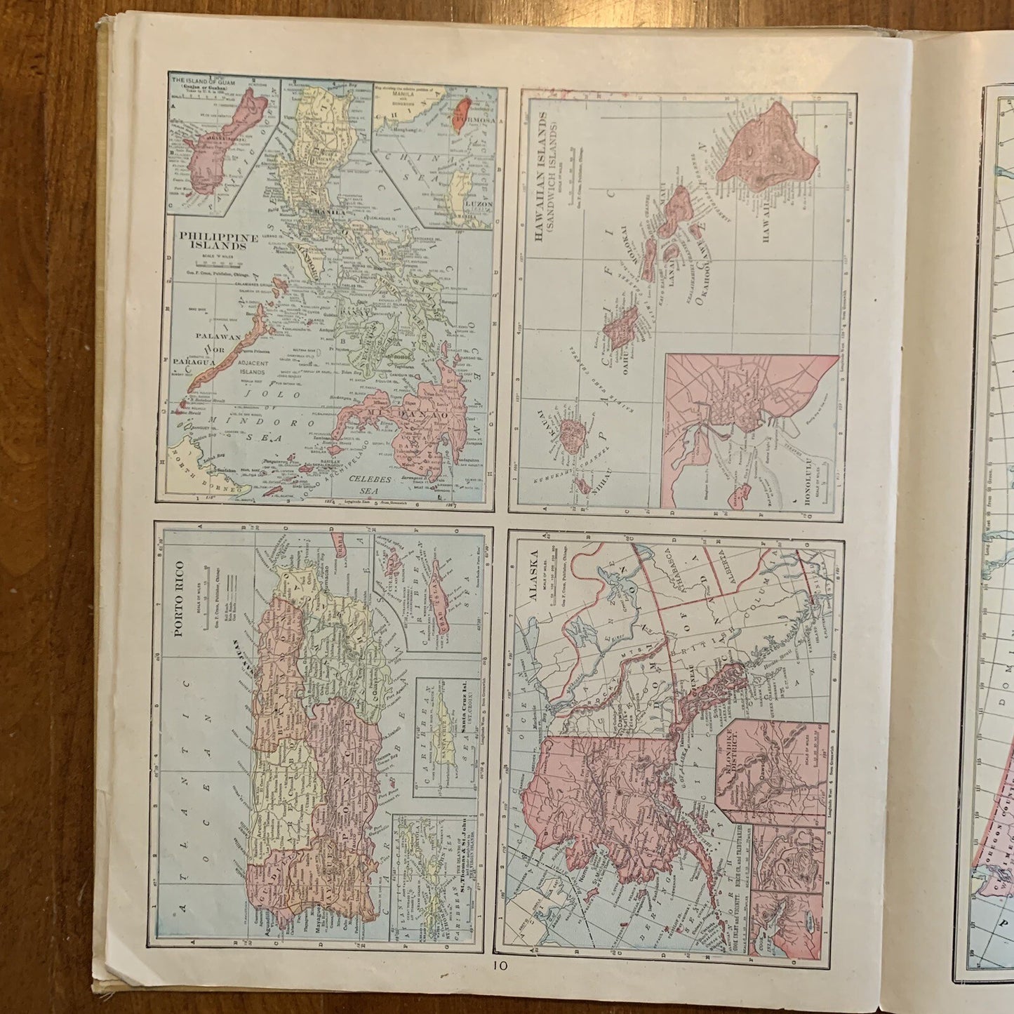 1904 Cram's Superior Reference Atlas Michigan and the World 1st Ed Atlas Detroit