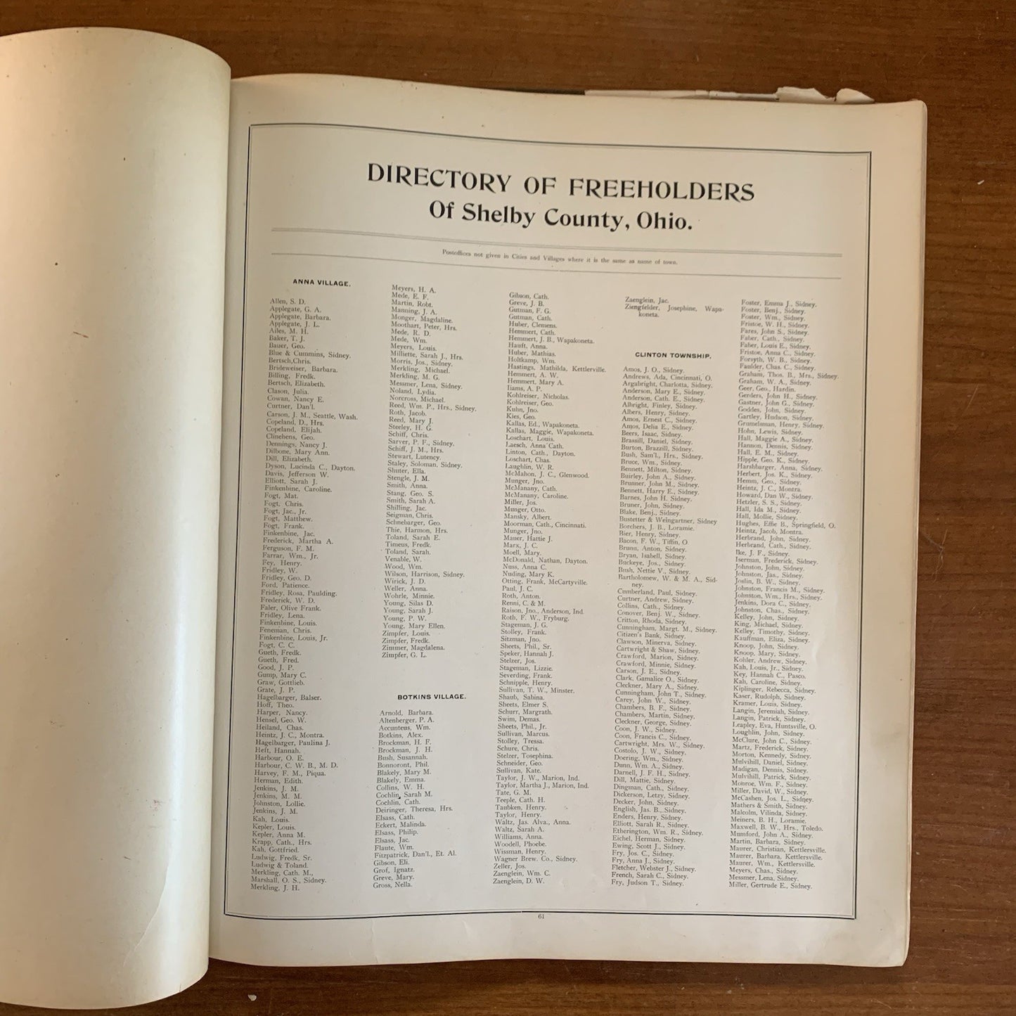 1900 Atlas and Directory of Shelby County Ohio / City Maps