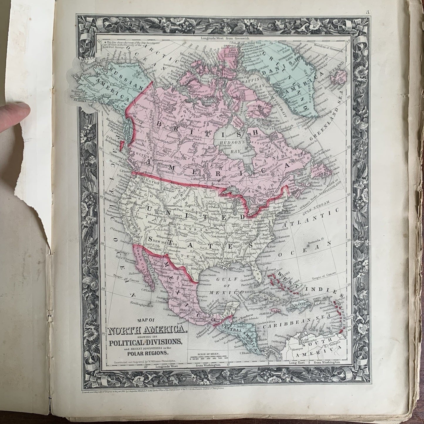 1861 Mitchells New General Atlas / Maps World United States Hand Colored VG
