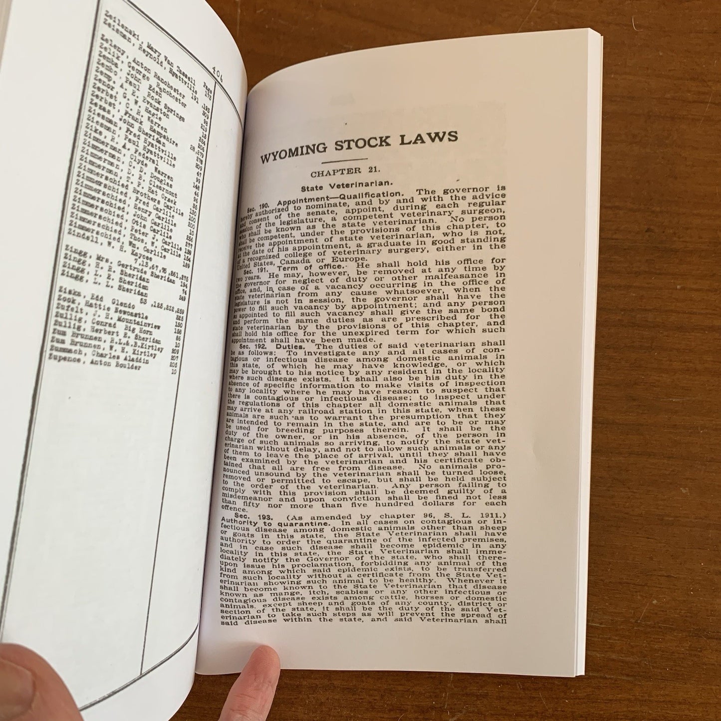 1916 Official Brand Book of the State of Wyoming / Live Stock Laws FACSIMILE